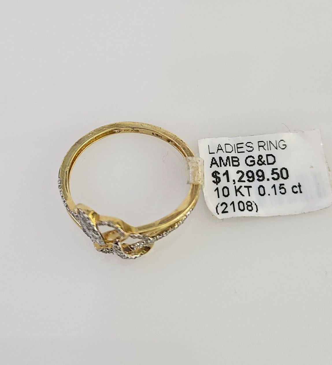 Real 10k Hearts Diamond Ladies Ring Women Casual 10Kt Yellow Gold All Sizes