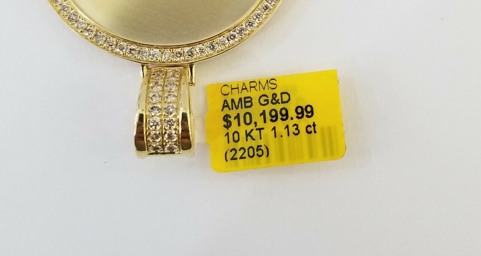 10k Yellow Gold Memory Pendant Charm 1.13CT 2Inch 10kt Real Round Diamond