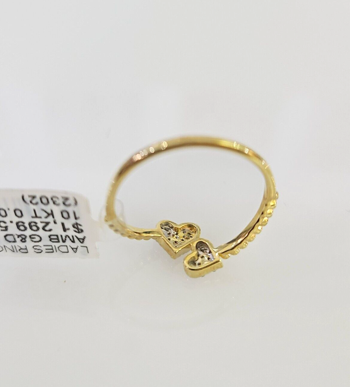 Real 10k Hearts Diamond Ladies Ring Women Casual 10Kt Yellow Gold All Sizes