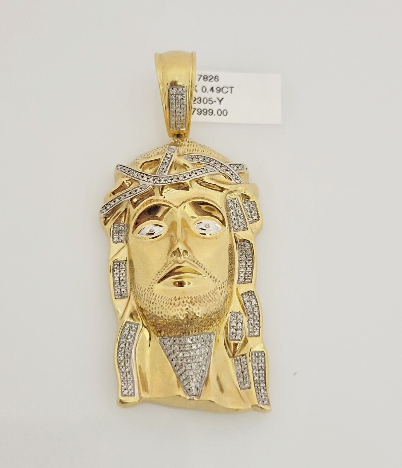 Real Diamond Charm Pendant Jesus Head 10k Yellow Gold Solid mens 1/2 CT Daimond