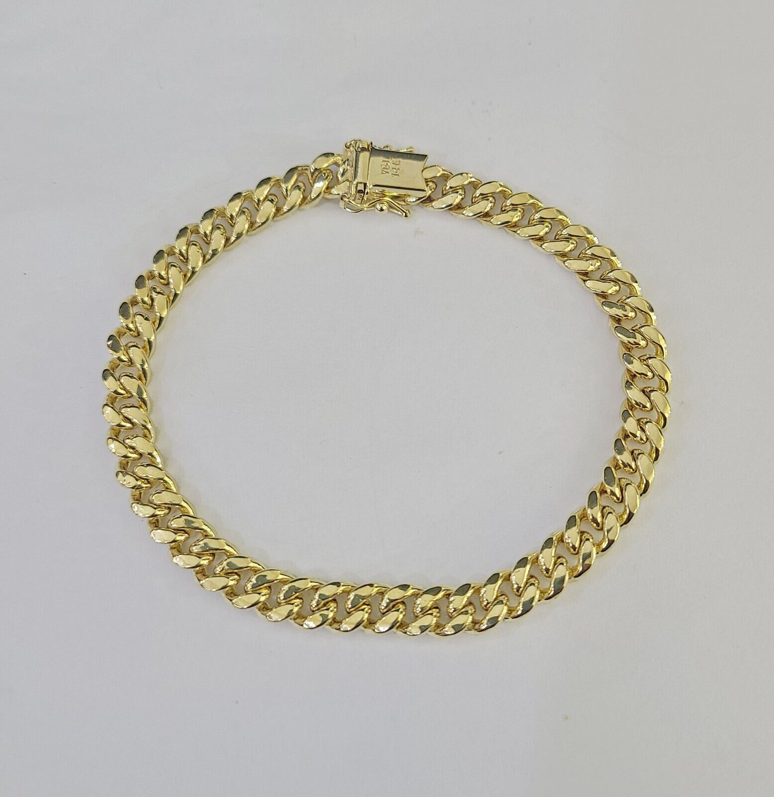 14K Miami Cuban Bracelet Yellow Gold Box Clasp 8" Inch 6mm Link
