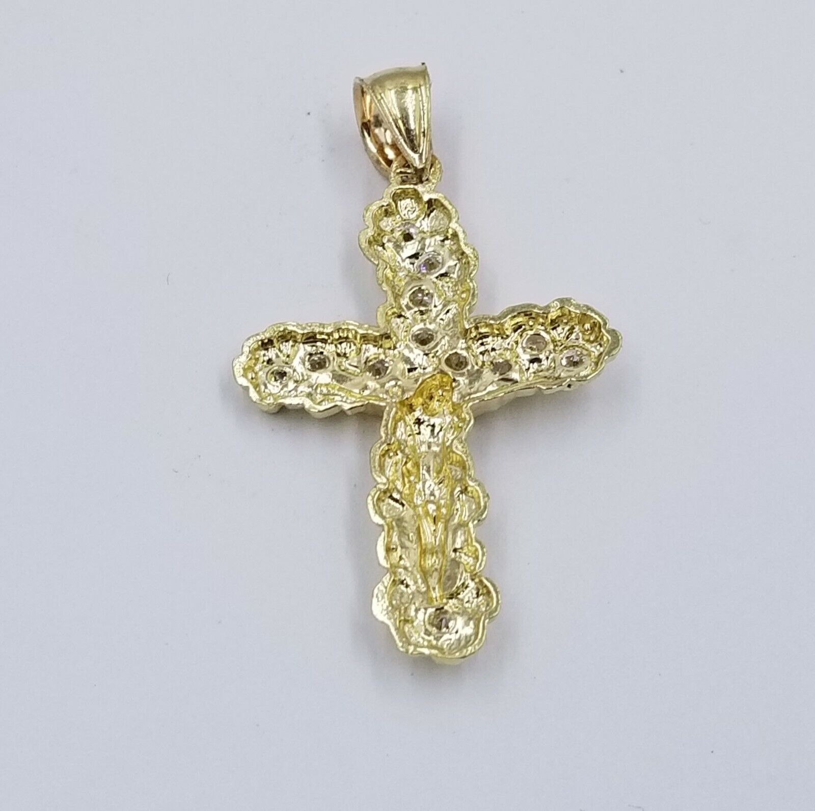 10k Yellow Gold Crucifix Cross Jesus Pendant Rope Chain 18" 20" 22" 24" 26
