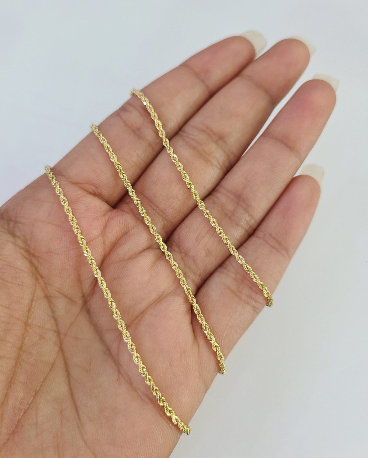Real 18k Yellow Gold Rope Chain Necklace 20 Inches 1mm Men Women 18KT SOLID