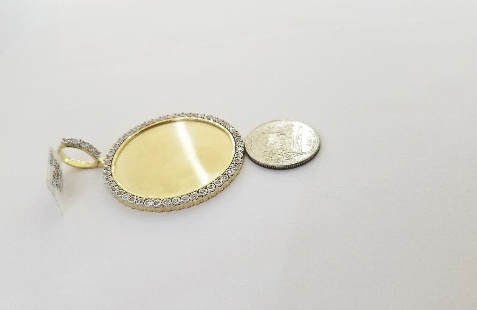 10k Real Yellow Gold Memory Pendant Charm 0.80CT 10kt Real 2"Inch Diamond Charm