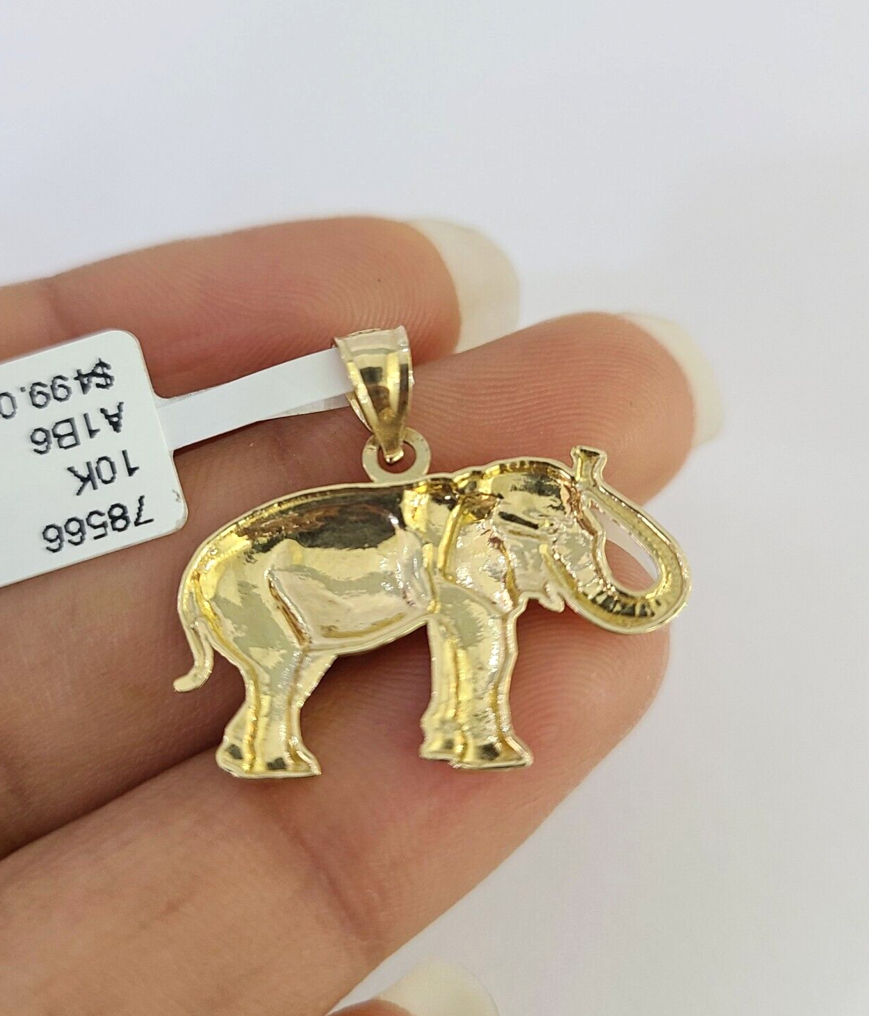 10k Solid Gold Cuban Curb Chain Elephant Pendant 2mm 18"-24" SET Necklace