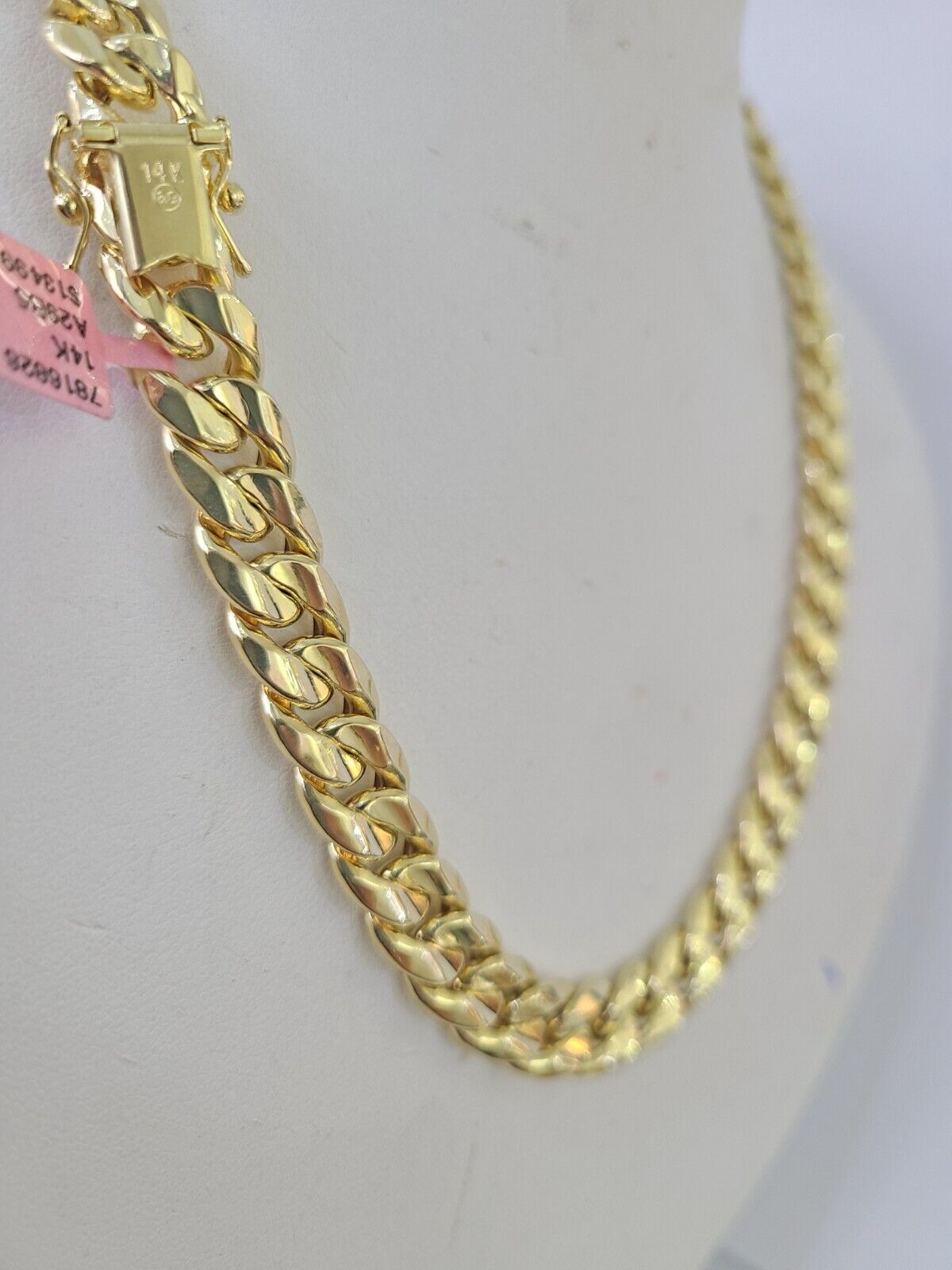 Real 14K Miami Cuban Link Chain Necklace Yellow Gold 22 inch 9mm Mens Hollow