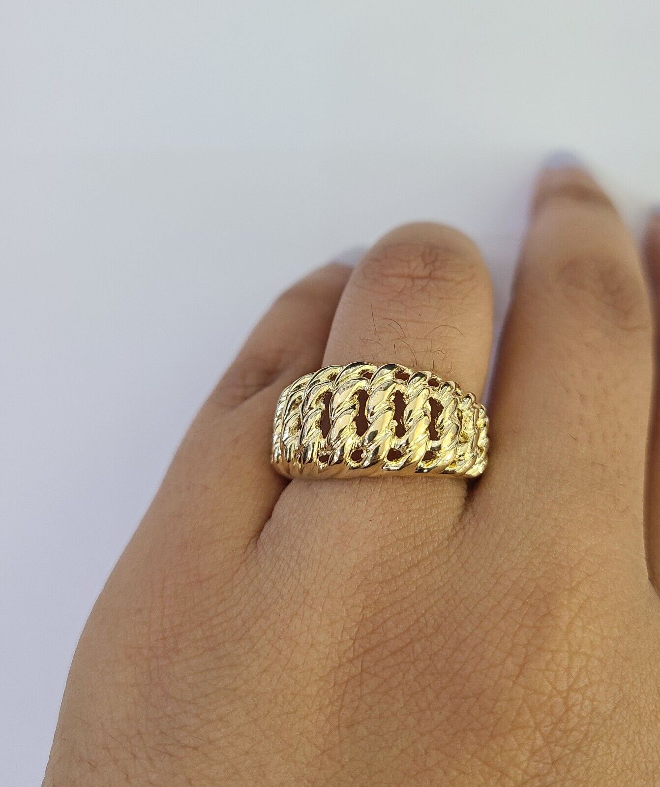 14K Gold Princesa Ring Bracelet 7" 7mm Real Yellow SET Flat Byzantine Link 14Kt All Sizes