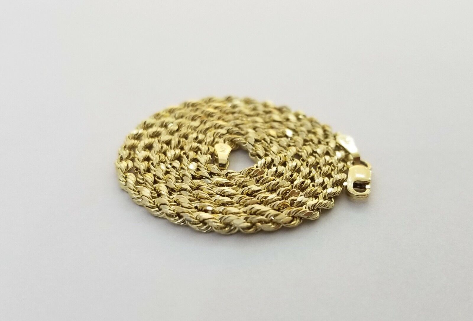 10kYellow Gold round circle Jesus charm 18" inch rope chain 2mm 10kt gold set