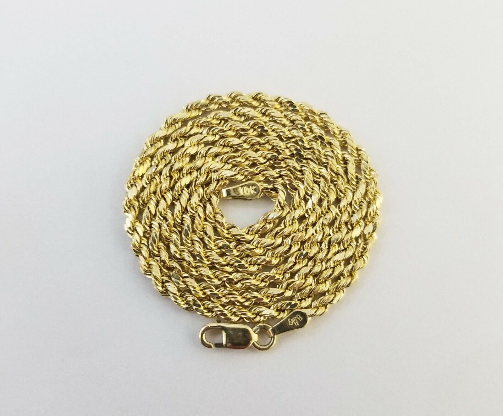 10K Yellow Gold 0.51CT Real Diamond Pillow Charm With 3mm 24" gold rope chain