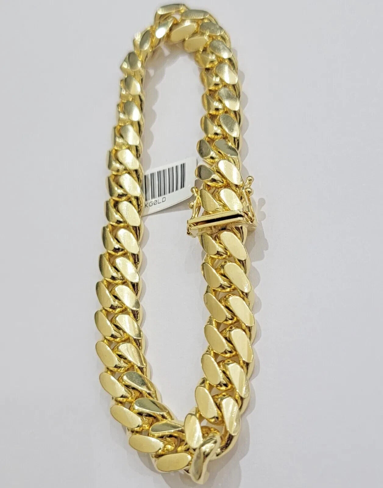10mm Miami Cuban Link Bracelet 9 Inch Solid 14k Yellow Gold Box Lock REAL 14kt