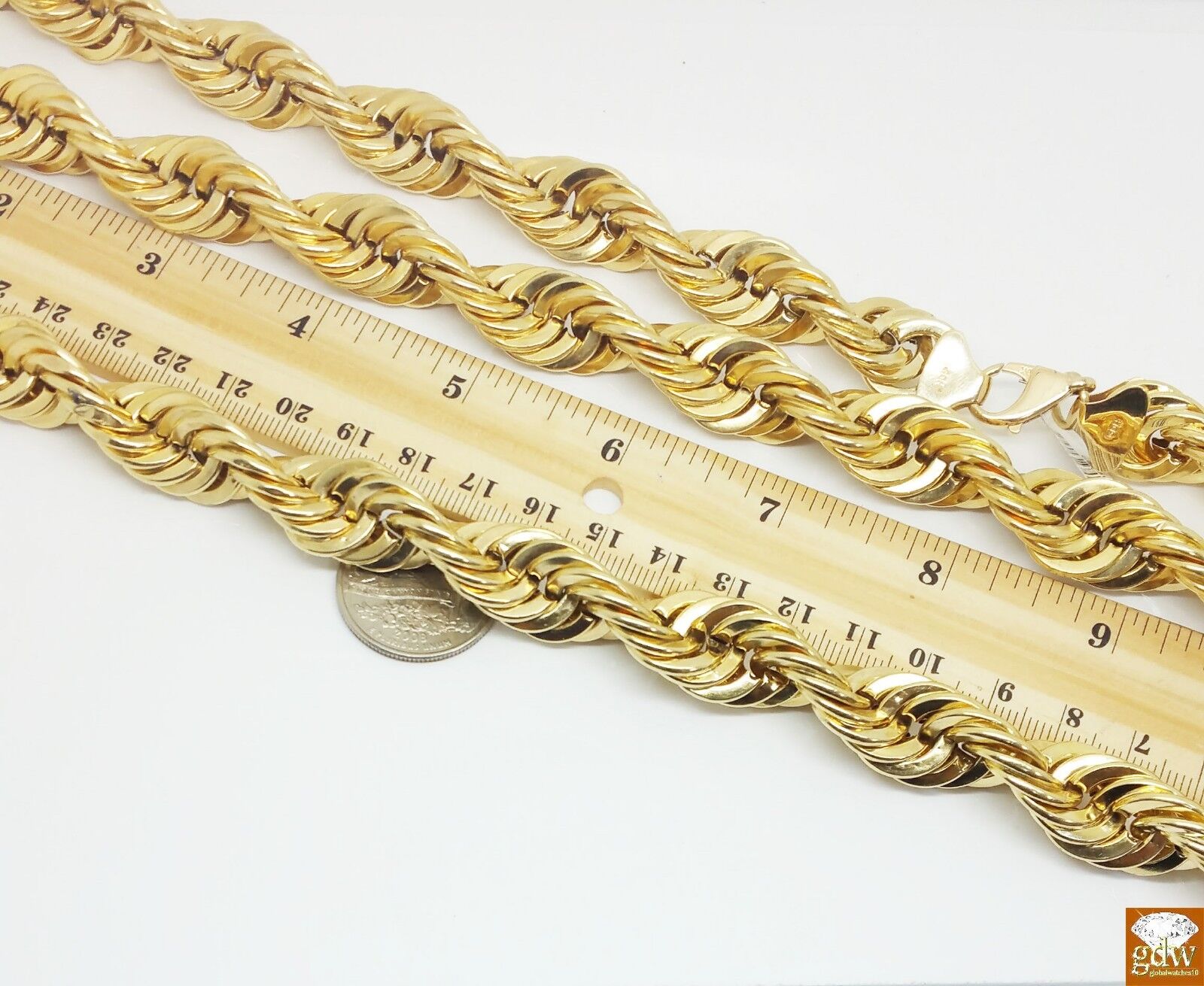 Real 10k Gold Rope Chain Necklace 26 Inch 15mm lobster Lock Authentic 10k