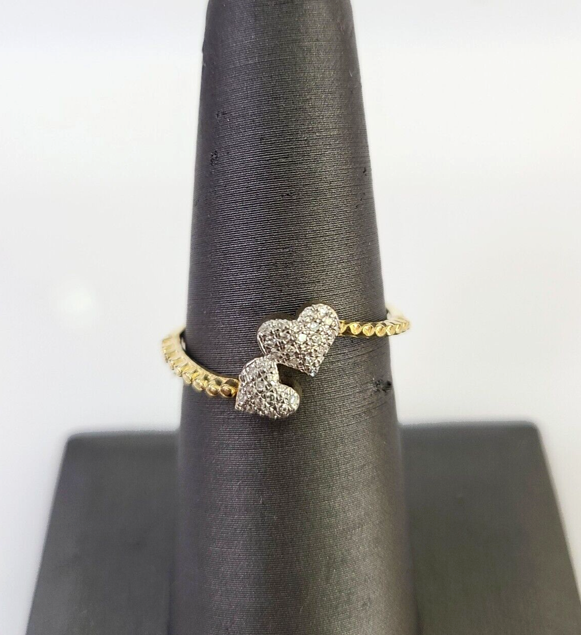 Real 10k Hearts Diamond Ladies Ring Women Casual 10Kt Yellow Gold All Sizes