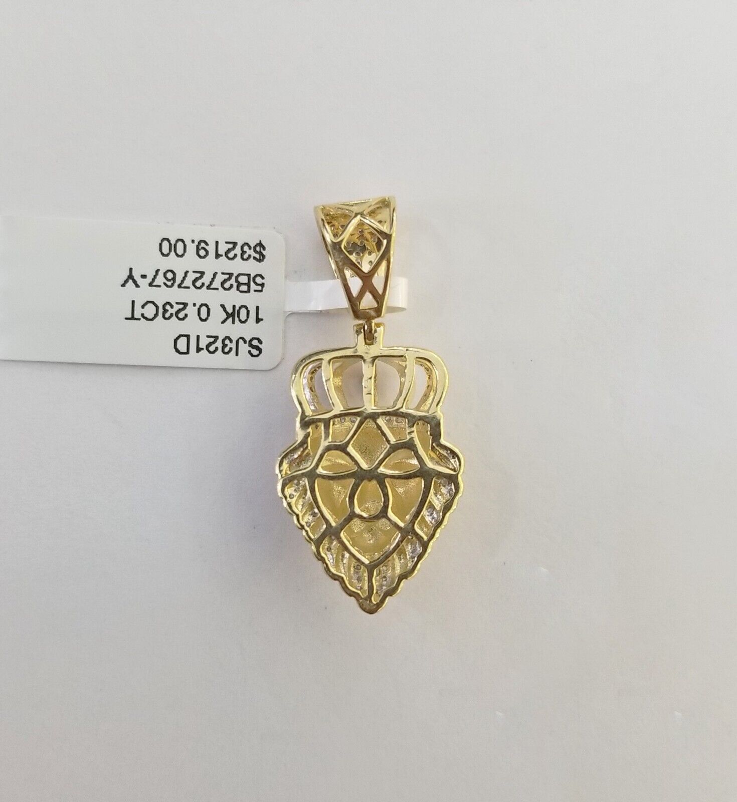 Real Diamond Pendant King Lion Head Men Crown Charm 10k Yellow Gold 1