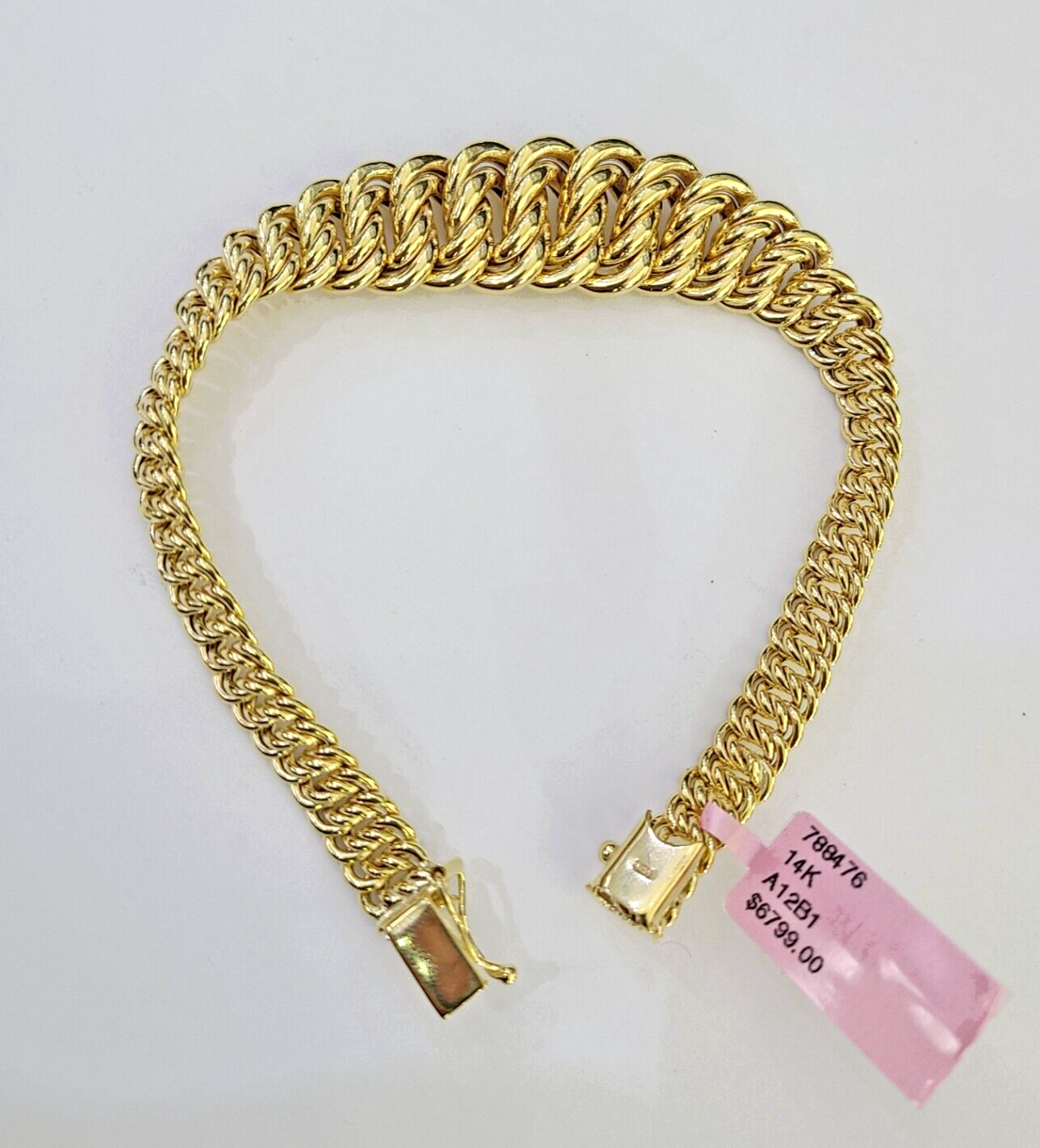 14K Gold Princesa Ring Bracelet 7.5" 7mm Real Yellow SET Flat Byzantine 14Kt All Sizes