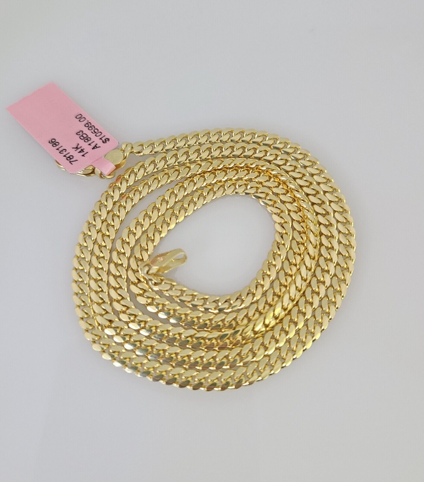 14k Gold Chain Solid Miami Cuban Link Necklace 22 Inch 3mm REAL 14kt Yellow Gold
