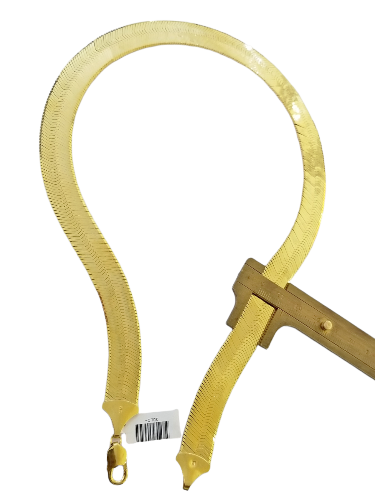 Real 10K Yellow Gold Herring Bone Chain  14mm Necklace 22" Inch Lobster lock