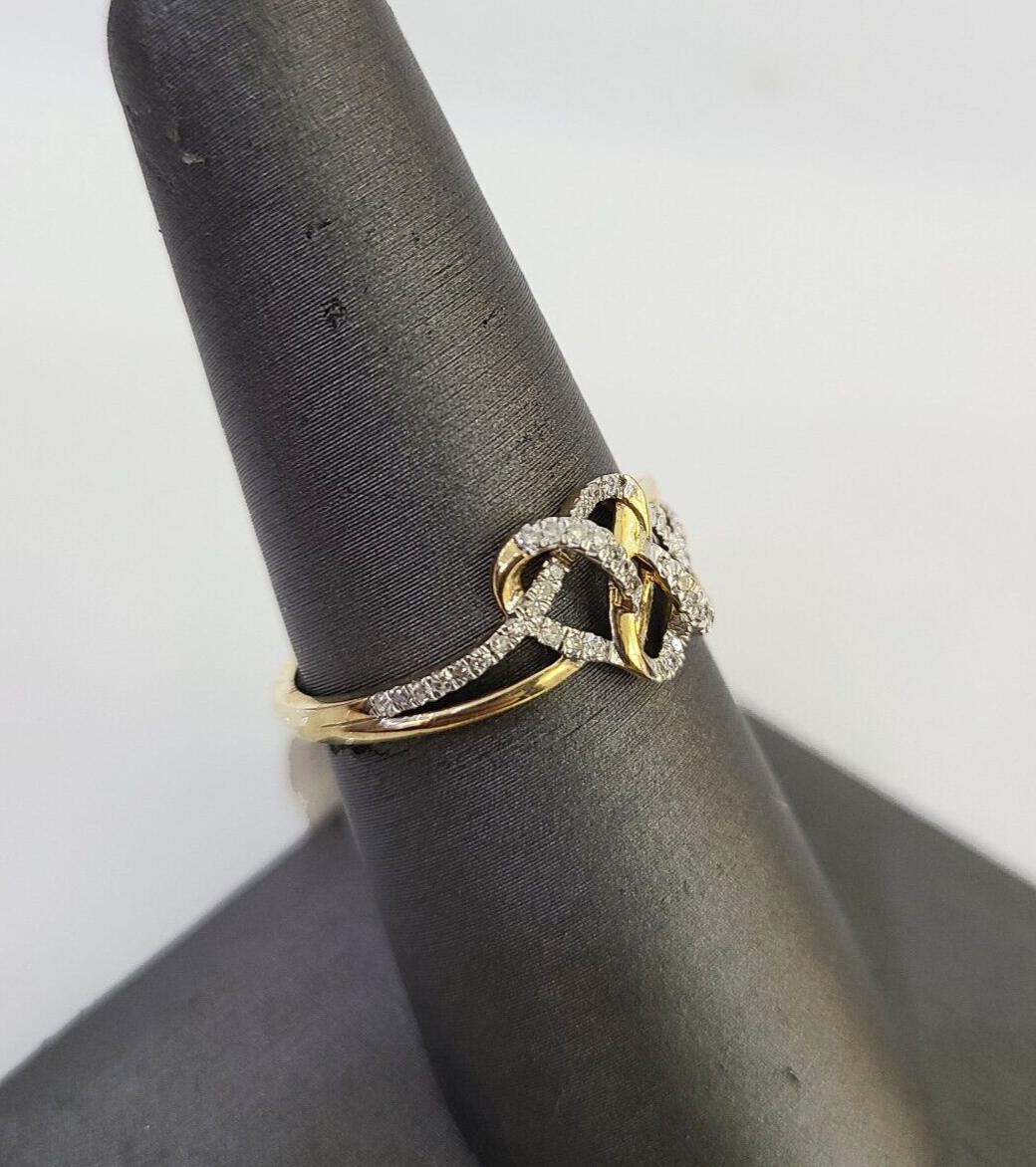 Real 10k Hearts Diamond Ladies Ring Women Casual 10Kt Yellow Gold All Sizes