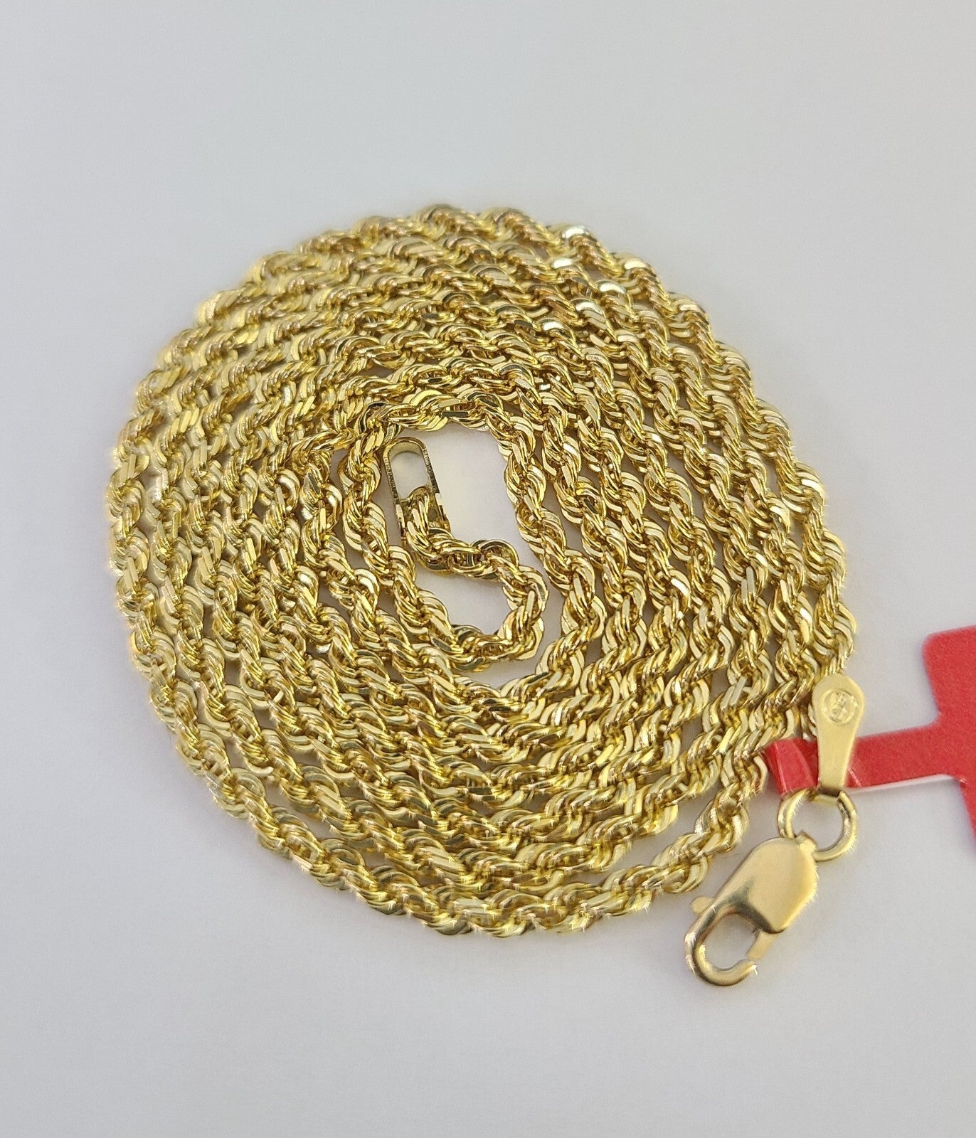 Real 18k Rope Chain Necklace 22 Inches 2mm Yellow Gold Men Women 18KT SOLID