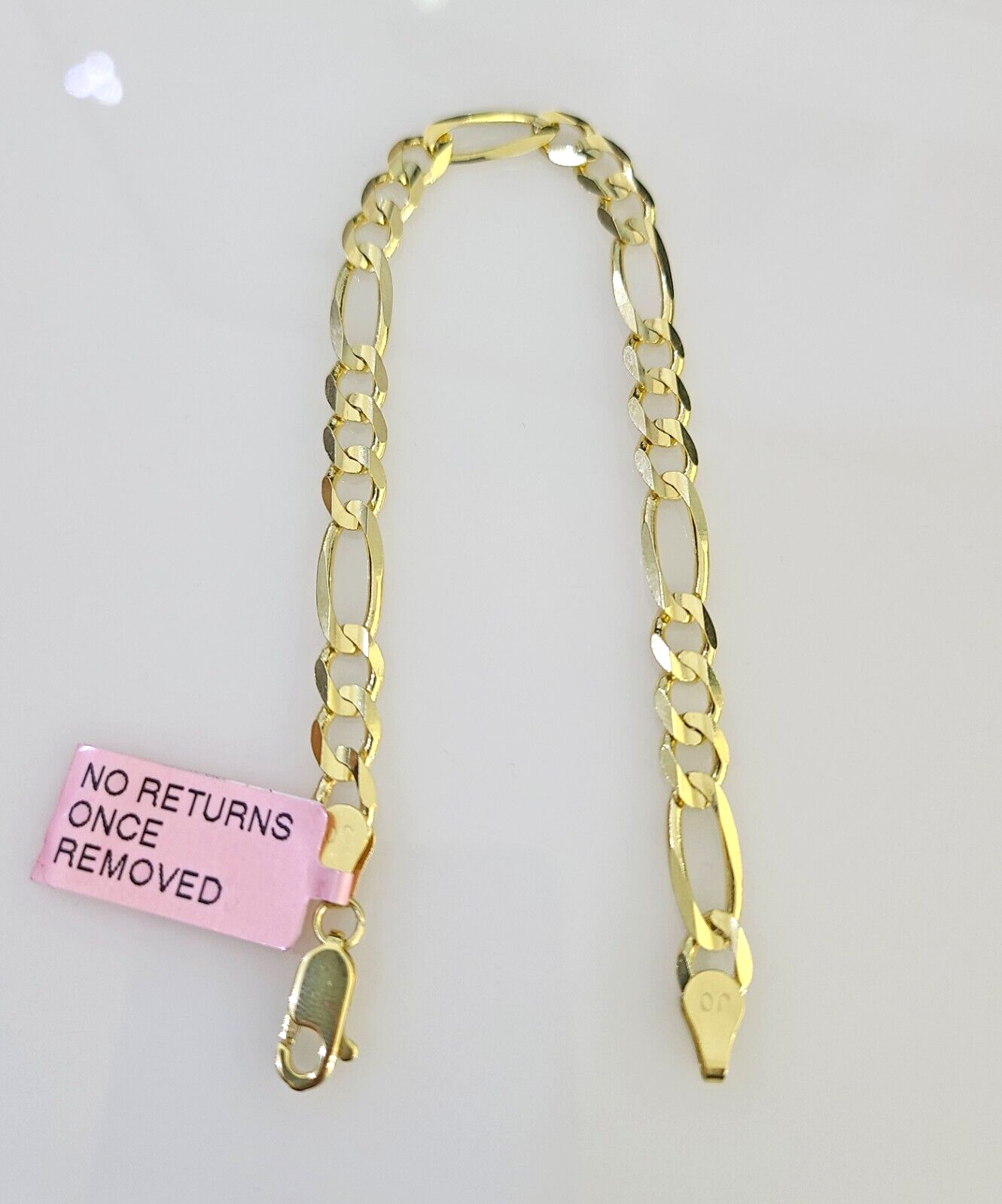 Real 14k Yellow Gold Figaro link Bracelet 5mm 7.5" Inch Mens Womens Genuine