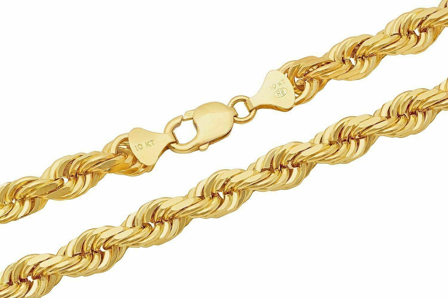 Solid 10k Yellow Gold Rope Chain 1mm-10mm Diamond Cut Pendant Necklace16"-30