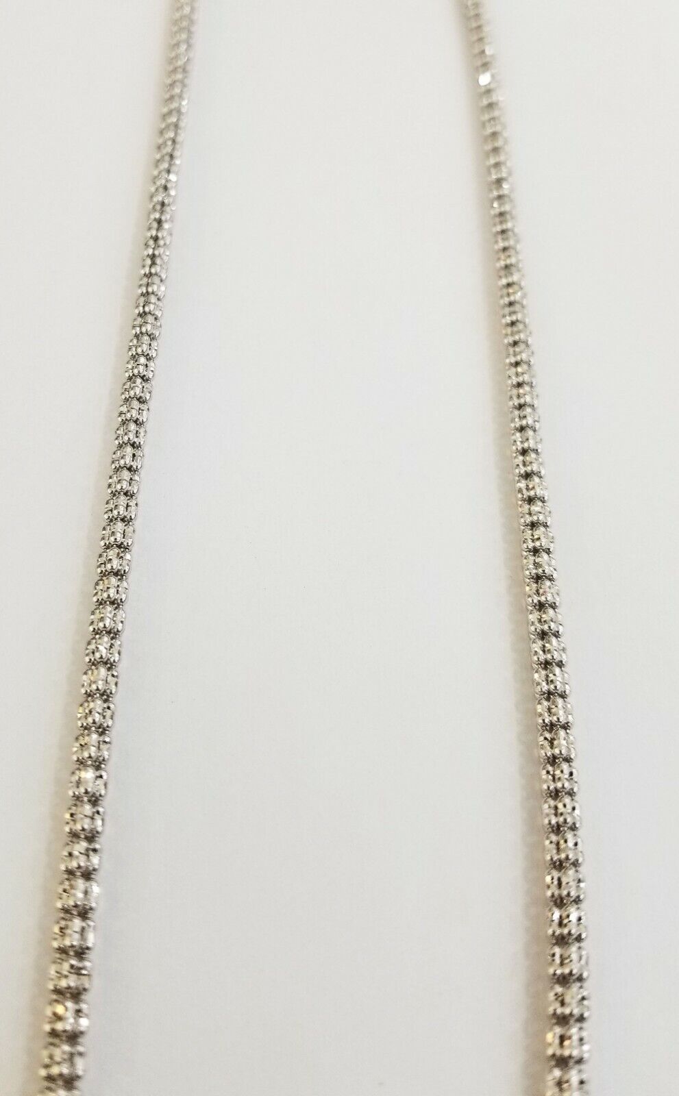 10k white Gold Tennis Chain 24" 4mm Diamond Cut necklace Lobster Clasp Women