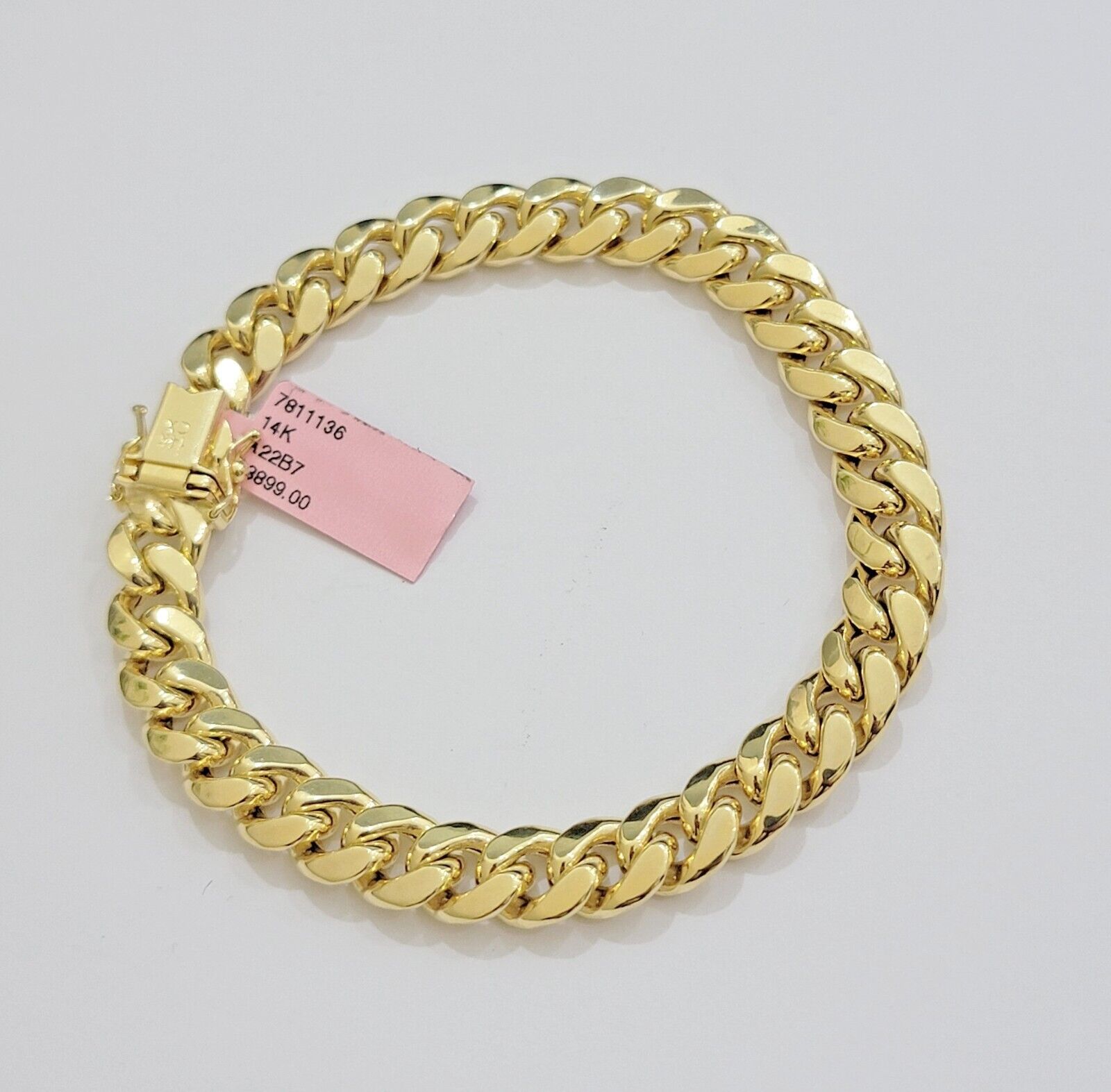 Solid 14k Gold Bracelet 9mm Miami Cuban Link 8 inch Mens Real 14kt Yellow Gold