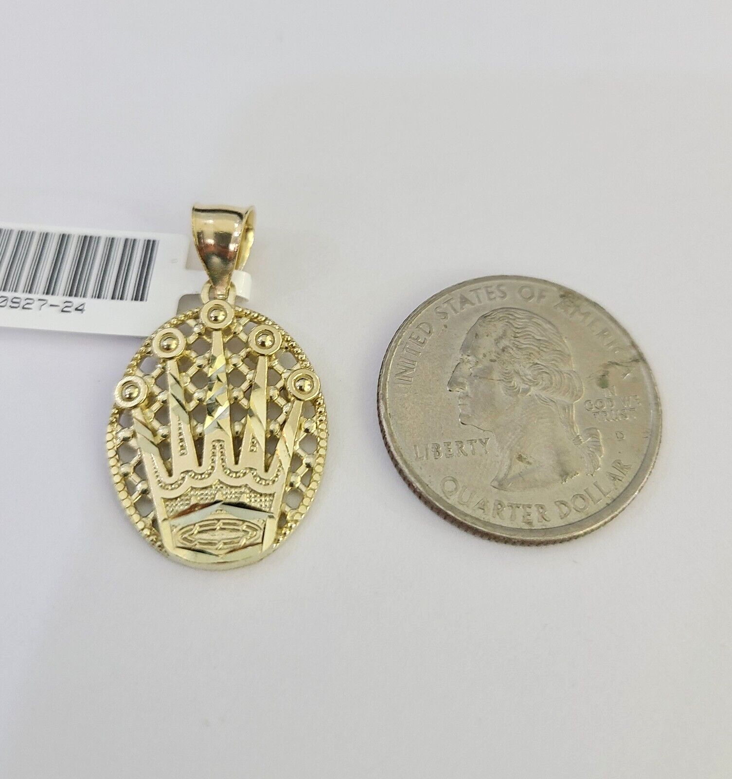 10k Solid Gold Cuban Curb Chain Crown Pendant 2mm 18"-24" SET Necklace