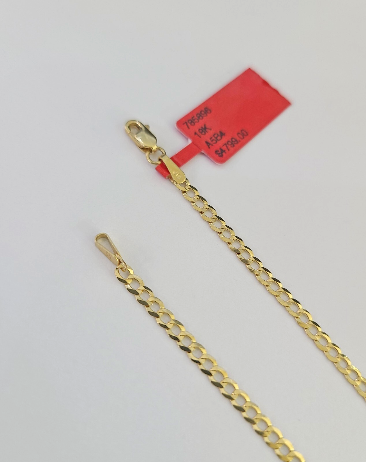 Real 18kt Cuban Curb Chain Necklace 2.5 mm 20 Inch Yellow Gold Men Women SOLID