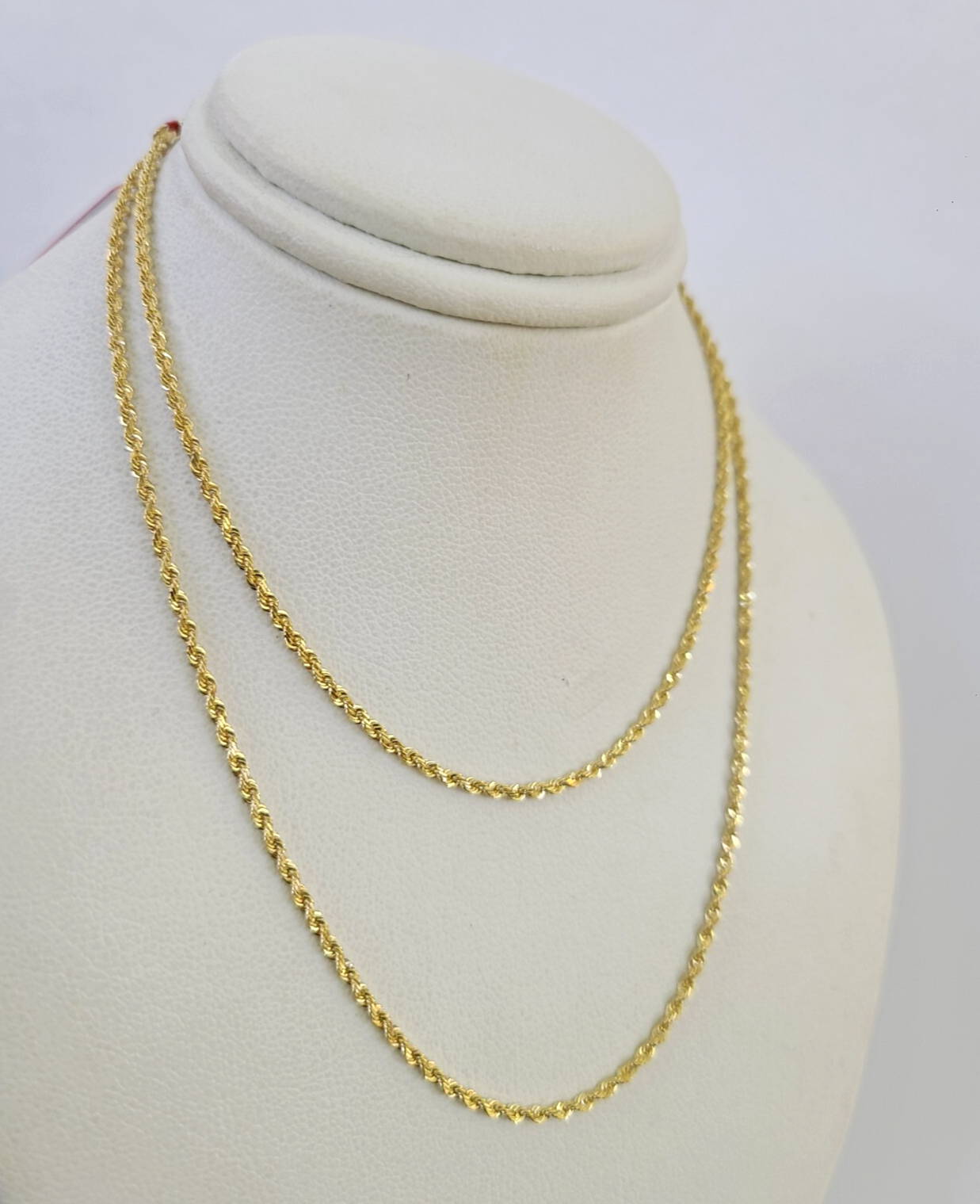 Real 18k Rope Chain Necklace 22 Inches 1mm Yellow Gold Men Women 18KT SOLID