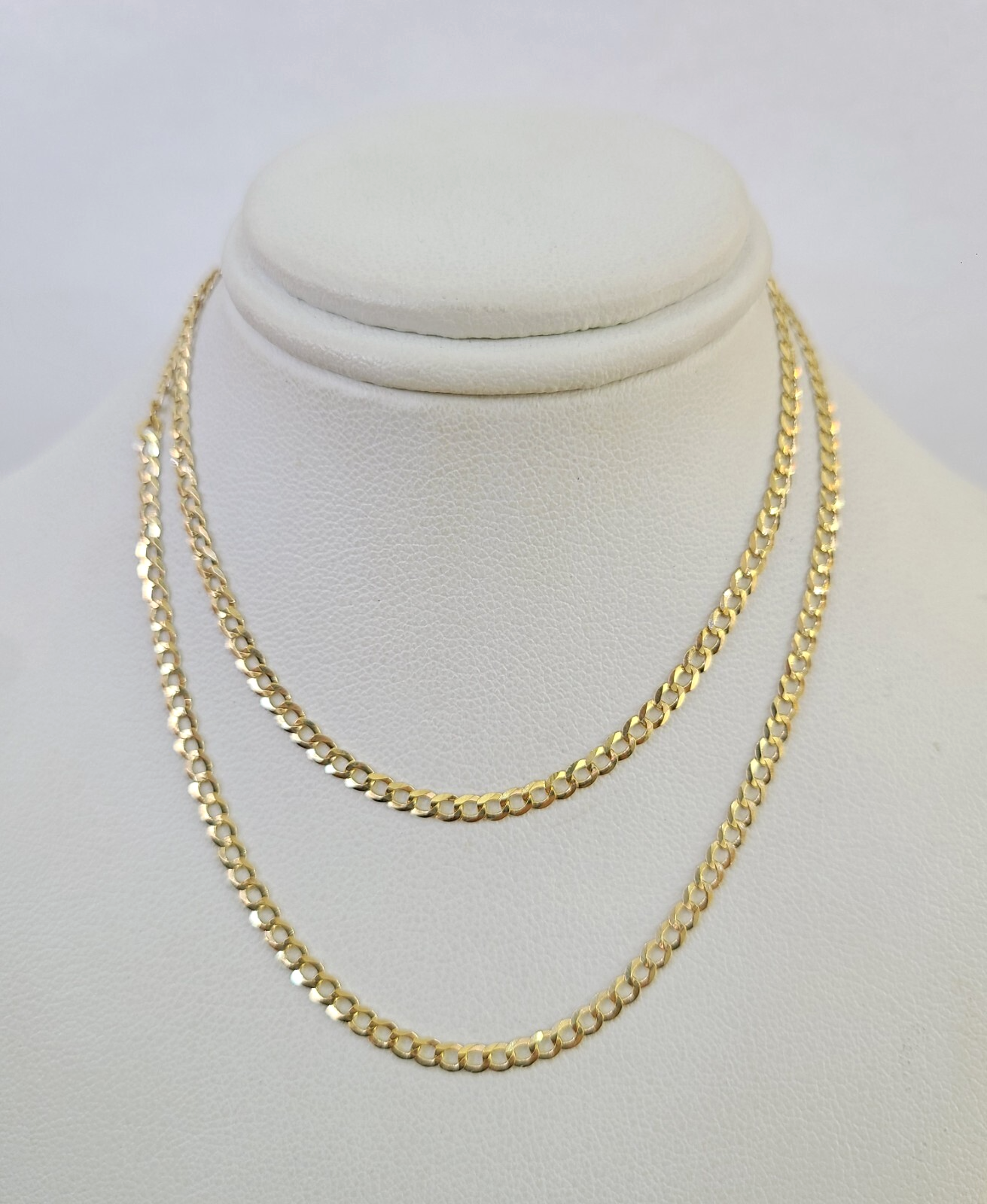 Real 18kt Cuban Curb Chain Necklace 2.5 mm 20 Inch Yellow Gold Men Women SOLID