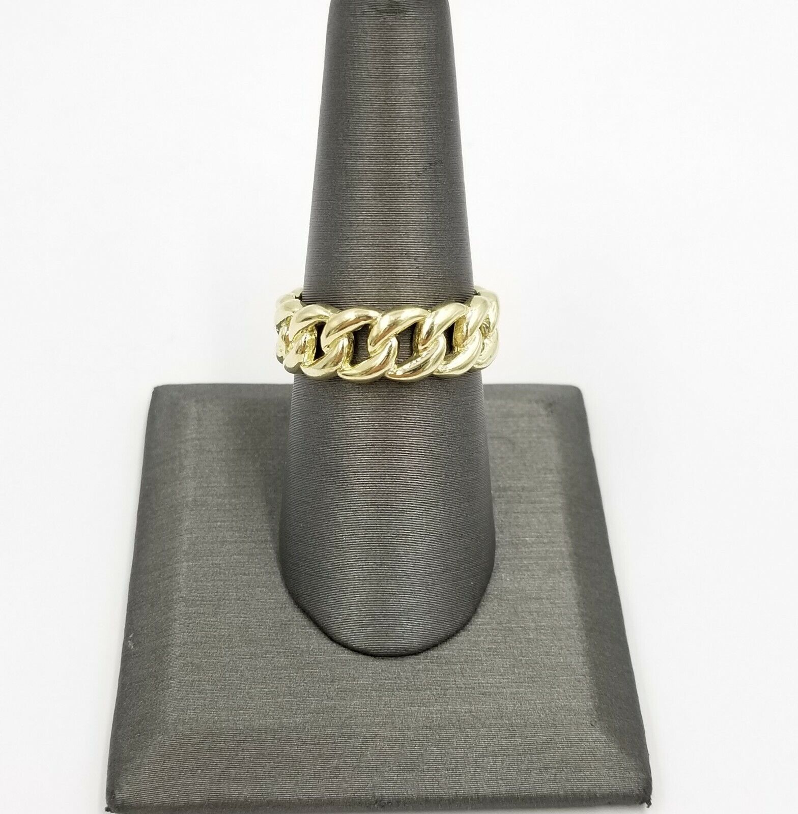 REAL 10K Yellow Gold Miami Cuban Ring Band Style Sizable Rings Men Women Pinky All Sizes