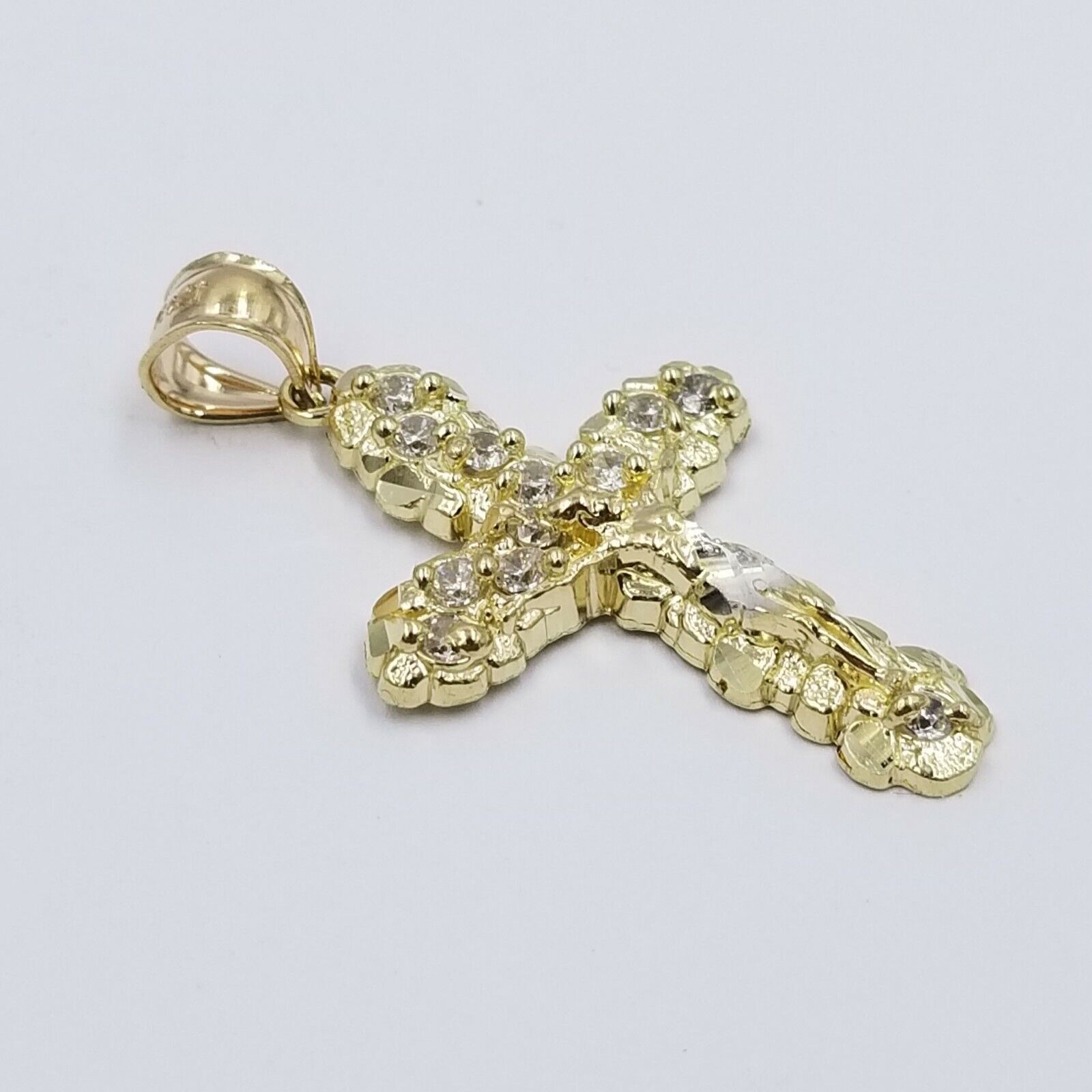 10k Yellow Gold Crucifix Cross Jesus Pendant Rope Chain 18" 20" 22" 24" 26