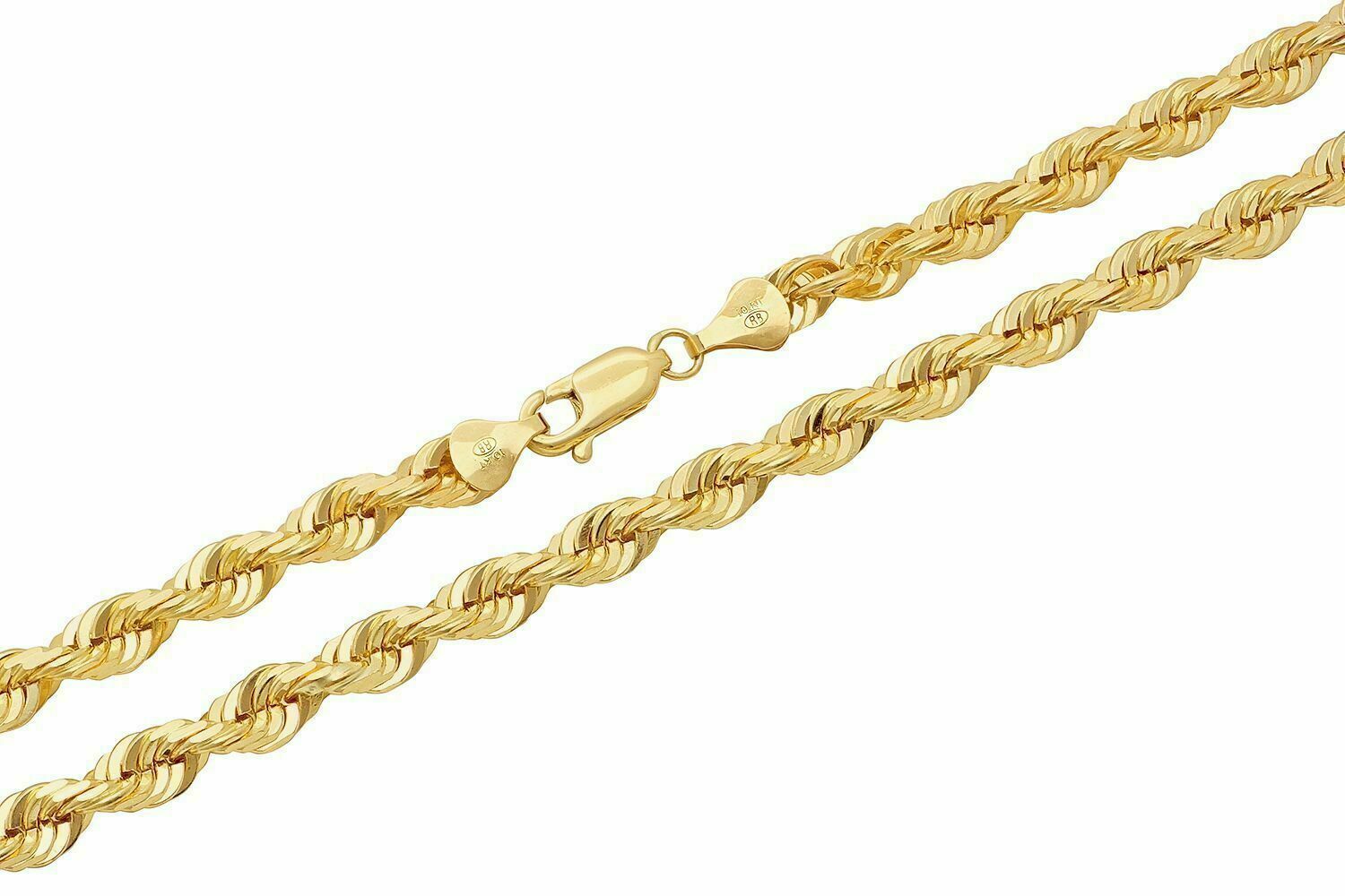 Solid 10k Yellow Gold Rope Chain 1mm-10mm Diamond Cut Pendant Necklace16"-30