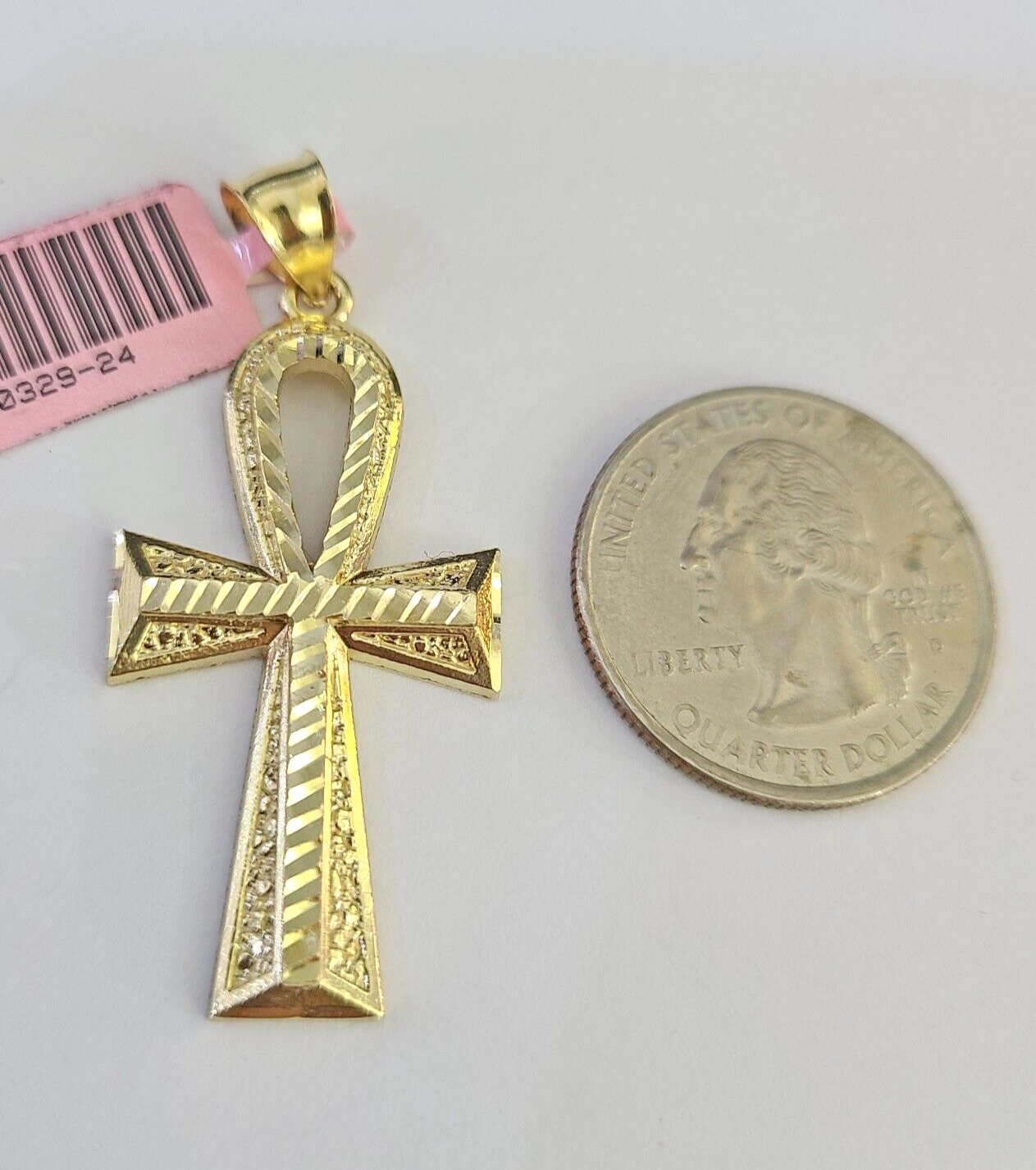 Real 14k Solid Rope Chain Jesus Ankh Cross Charm Set 3mm 18"-26" Necklace Gold