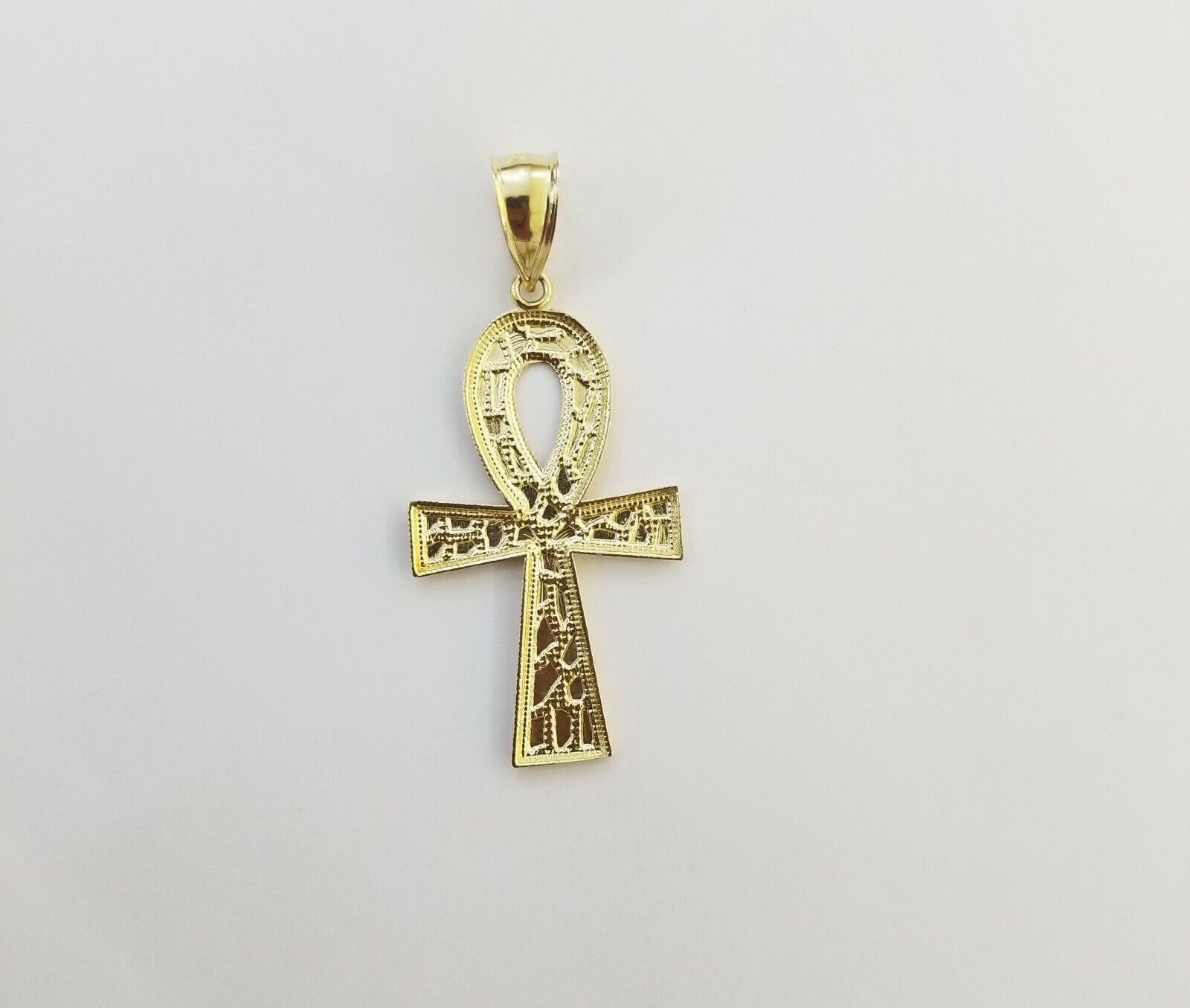 10k Nugget Style Yellow Gold Cross Pendant Real 10kt Mens Jesus Cross Pendant