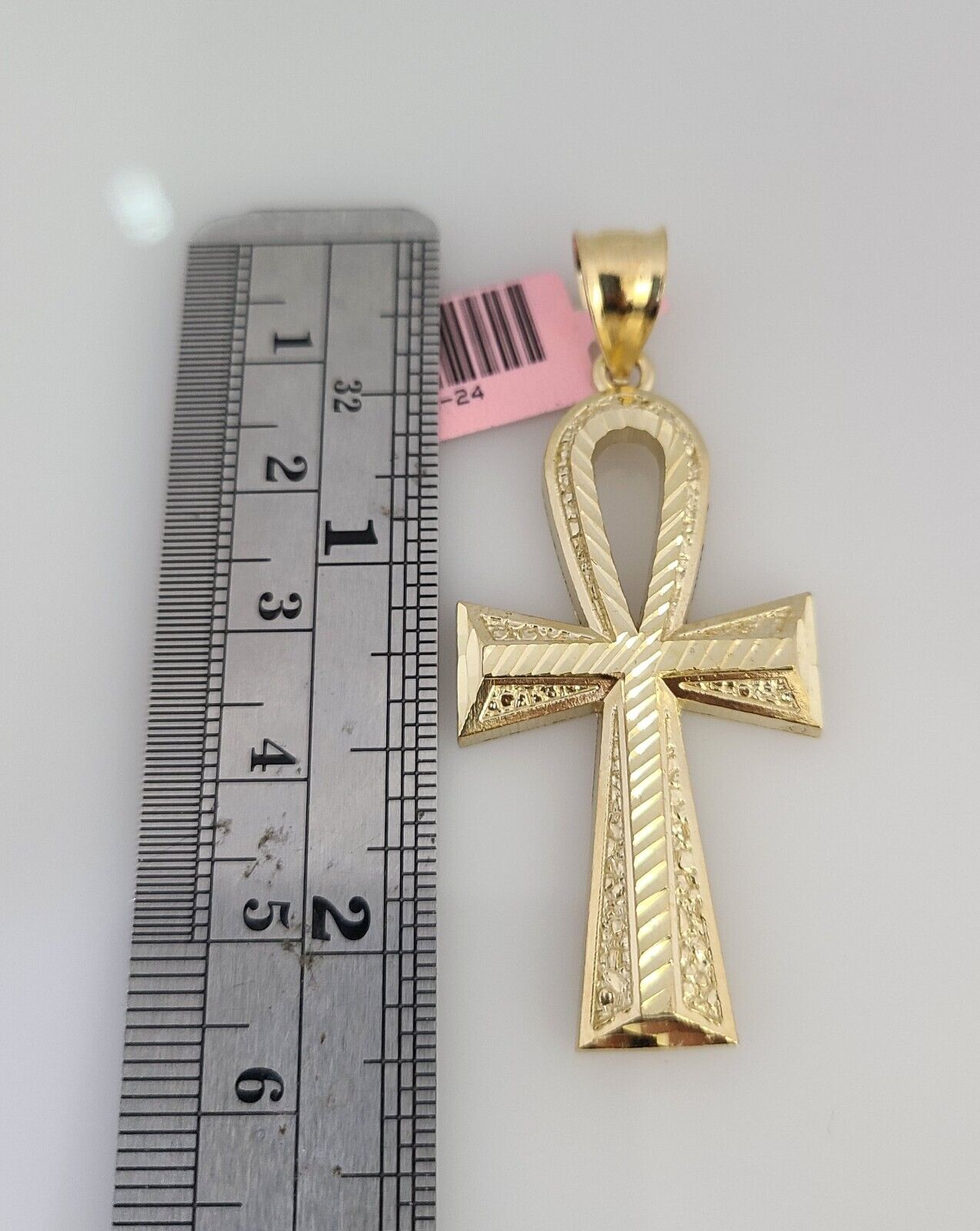 14K Gold Necklace Chain Jesus Ankh Cross Turkish Byzantine 4mm 24" Pendant