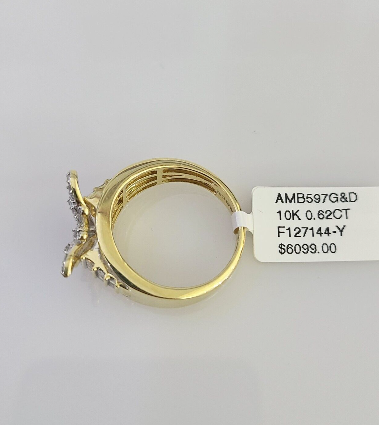 Real 10k Butterfly Diamond Ladies Ring Women Casual 10Kt Yellow Gold All Sizes