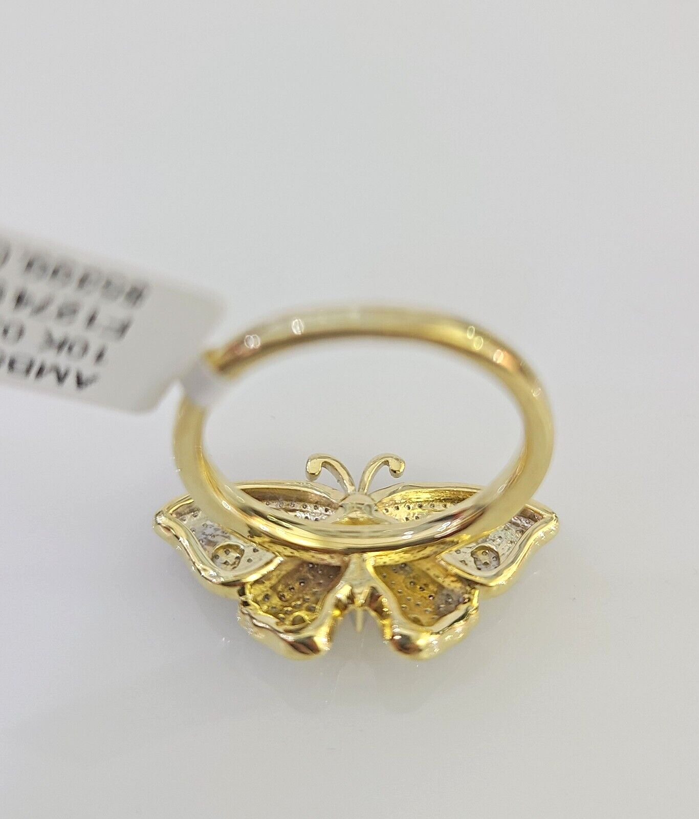 Real 10k Butterfly Diamond Ladies Ring Women Casual 10Kt Yellow Gold All Sizes