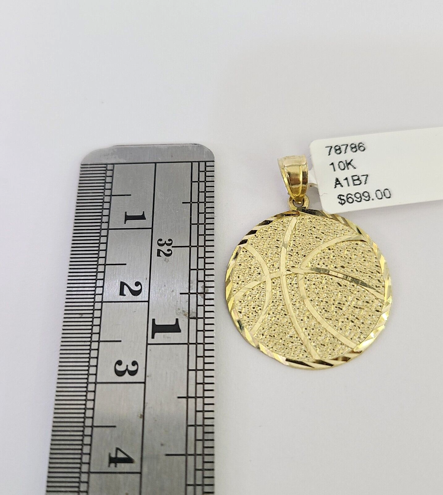 10k Solid Gold Cuban Curb Chain Basket Ball Pendant 2mm 18"-24" SET Necklace