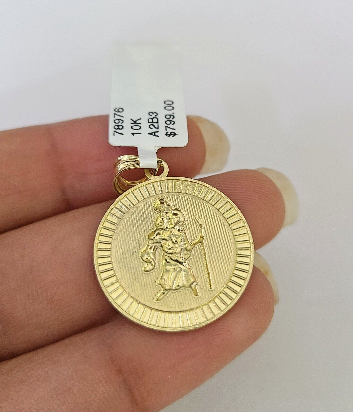 10k Solid Rope Chain 2mm Saint Cristopher Pendant Necklace SET 18-22 in Ladies