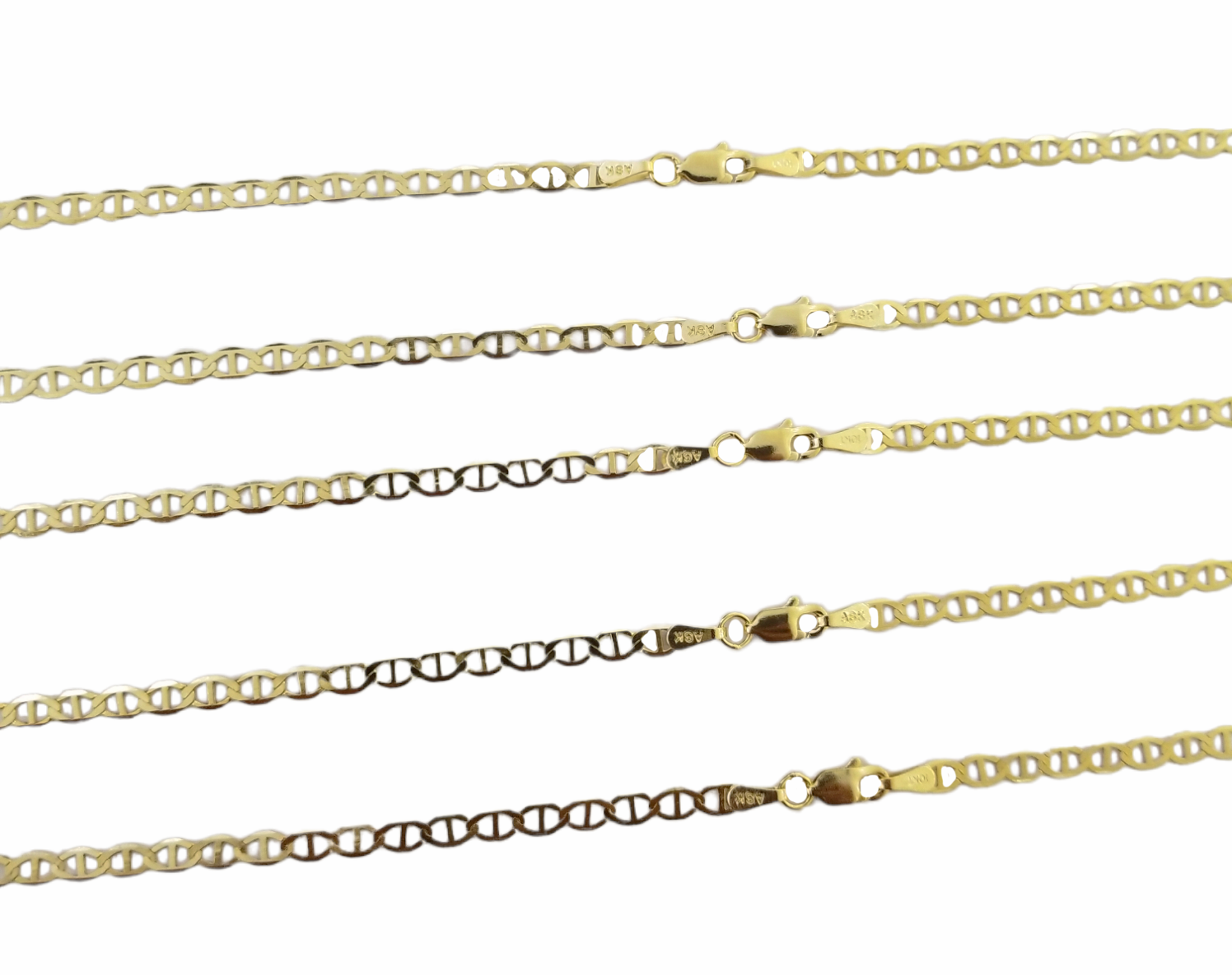 Real 10k Yellow Gold Mariner Anchor Link Chain  3mm  Necklace 16"-24" Inch
