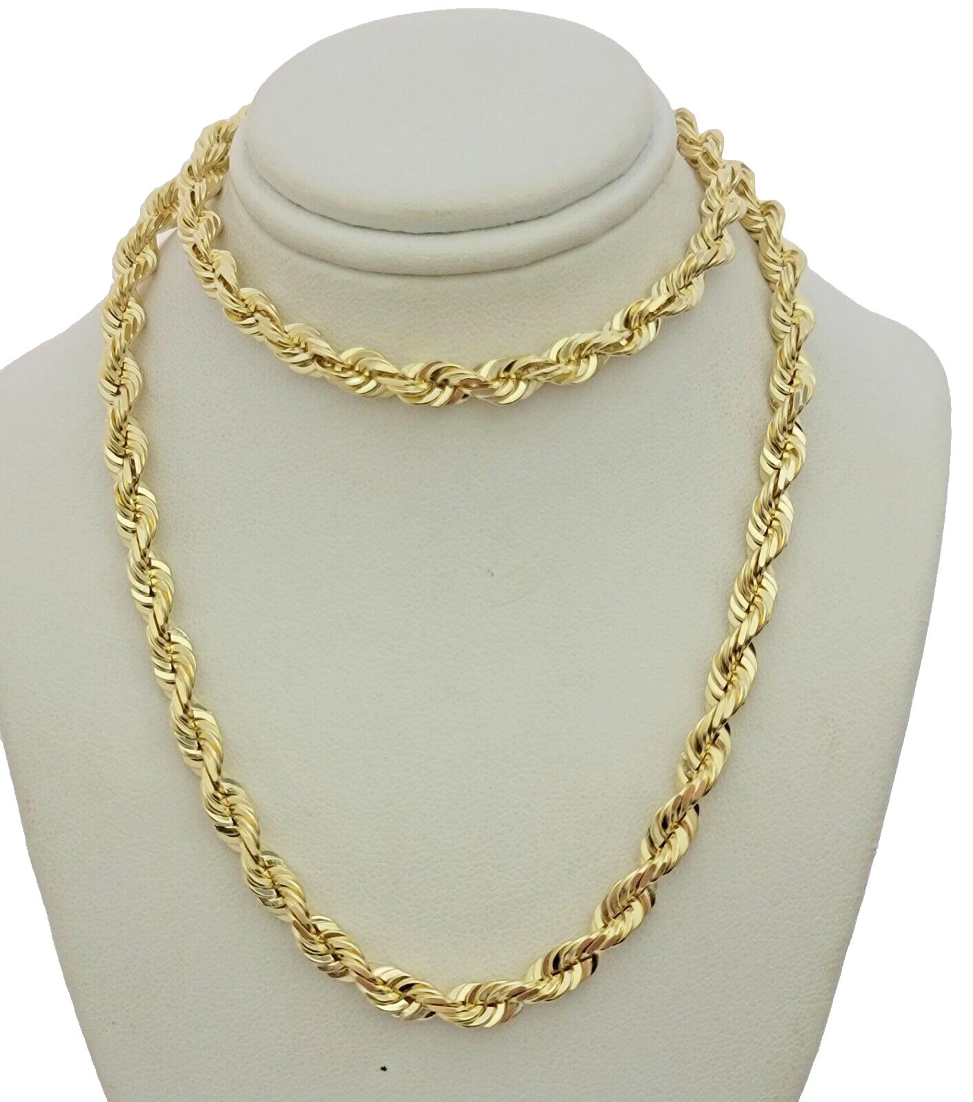Real 10k Gold Chain Necklace Rope 24 Inch 6mm Diamond Cut Solid 10kt For mens