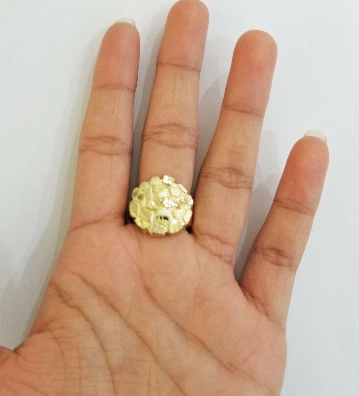 10k yellow Gold Nugget Men Ring All Sizes