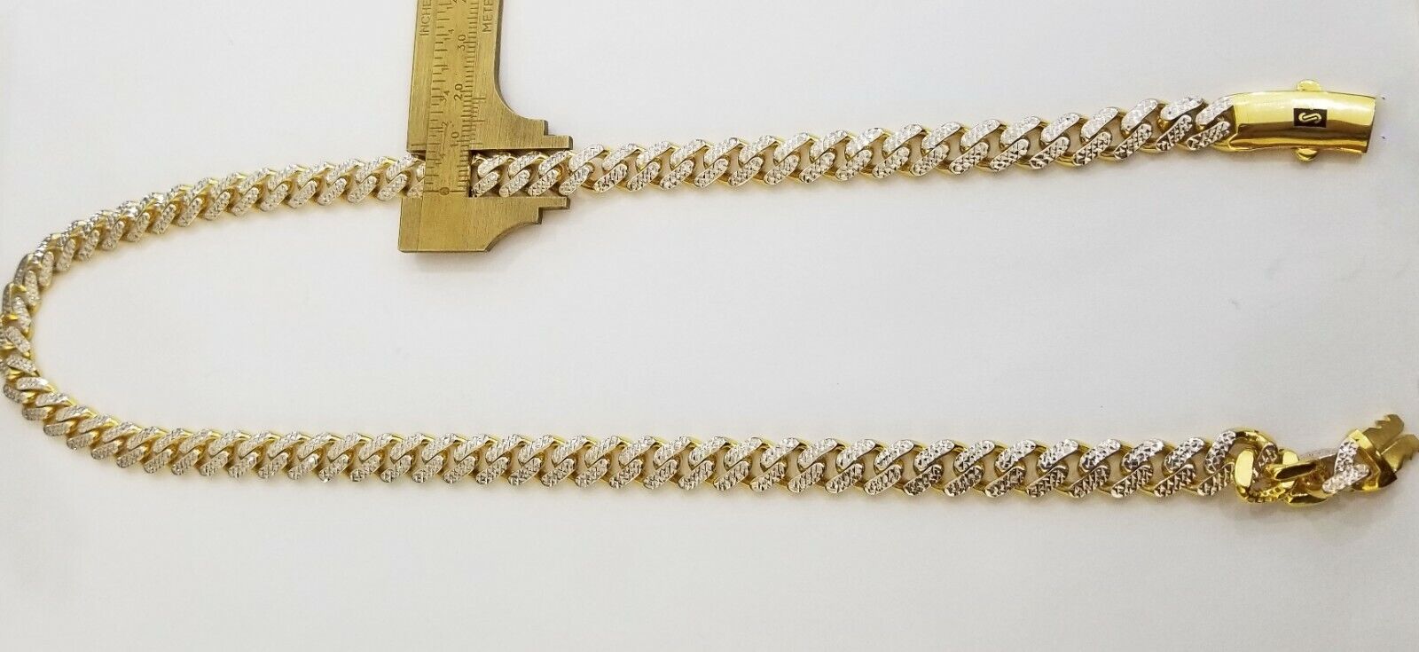 10k Real Gold Monaco Link Chain 22" diamond cut Men women necklace 10kt