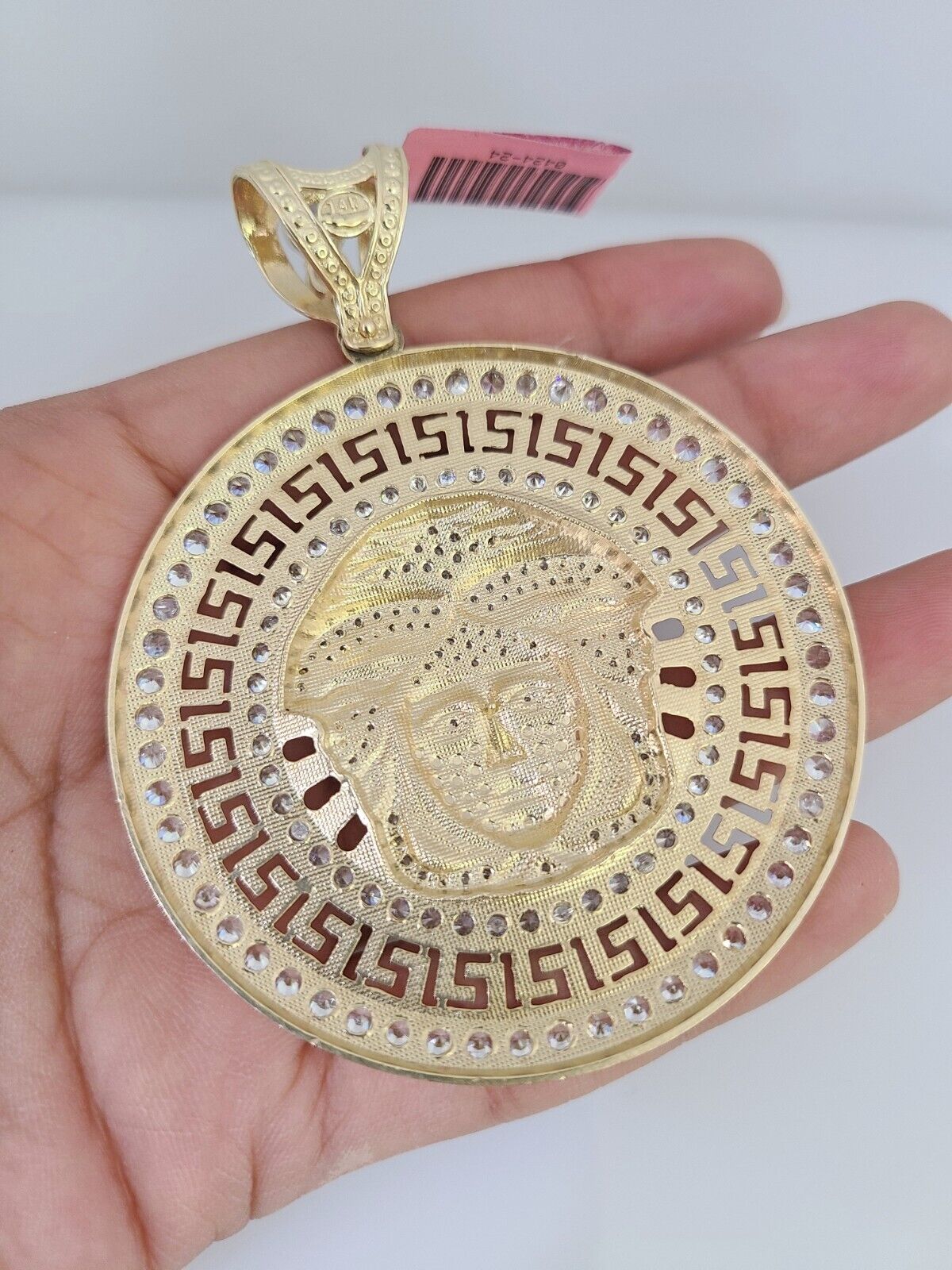 14k Gold Chain Medusa Head Charm Solid Cuban Curb 10mm 20"-30" SET Necklace