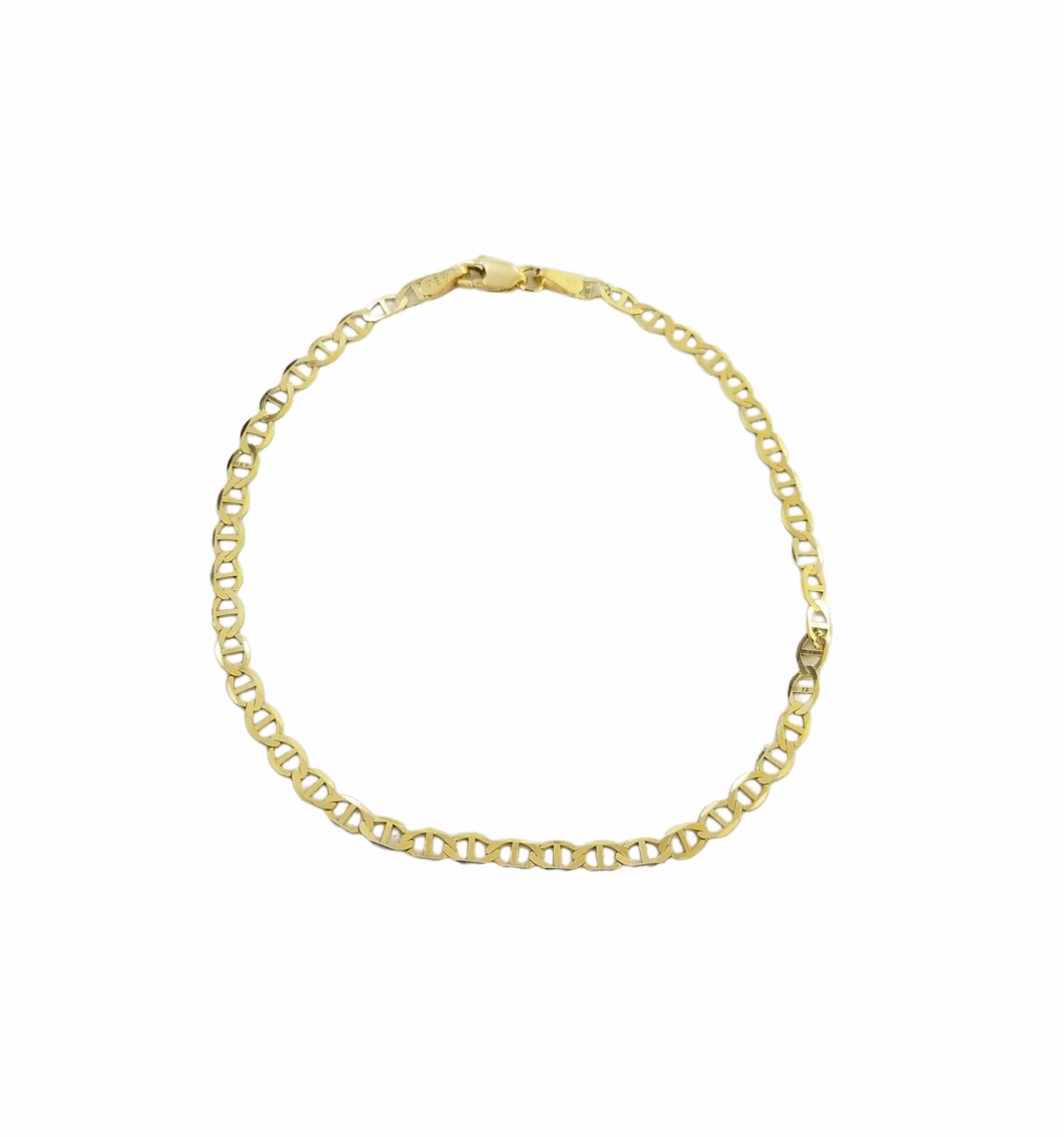 Real 10k Yellow Gold Mariner Anchor Link Necklace Bracelet Set 3mm Chain FOR LADIES