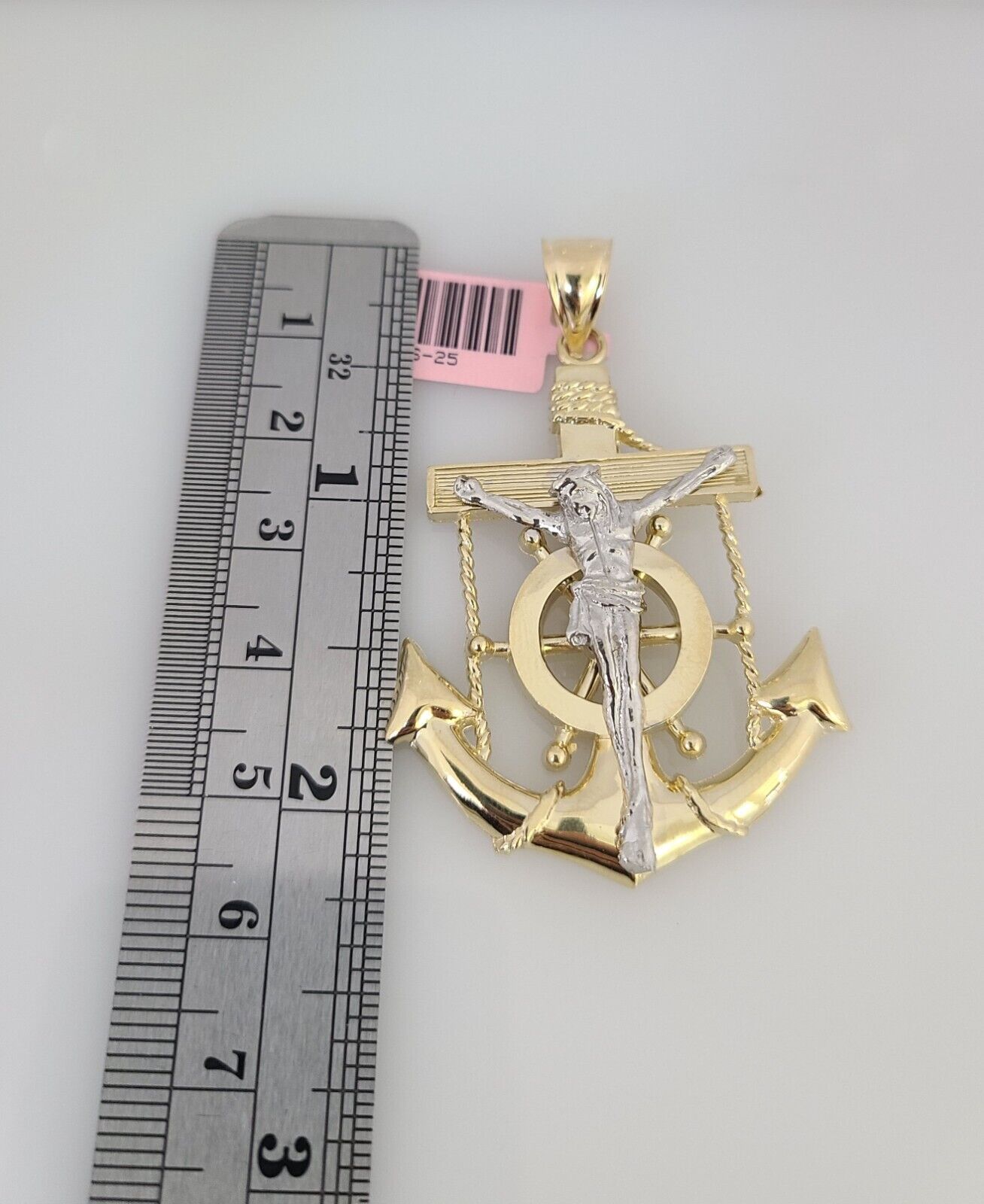 14k Gold Rope Chain Necklace Set 6mm Jesus Anchor Charm Pendant 18"-28" inch