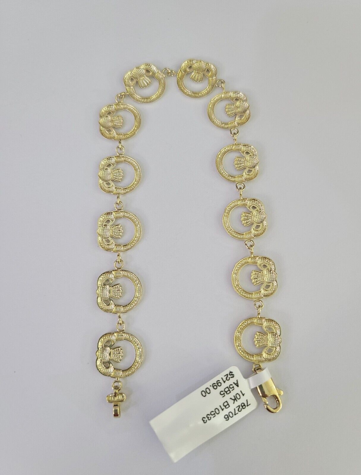 Real 10K Love Claddagh Friendship Bracelet 11mm 7 Inches 10kt Yellow Gold