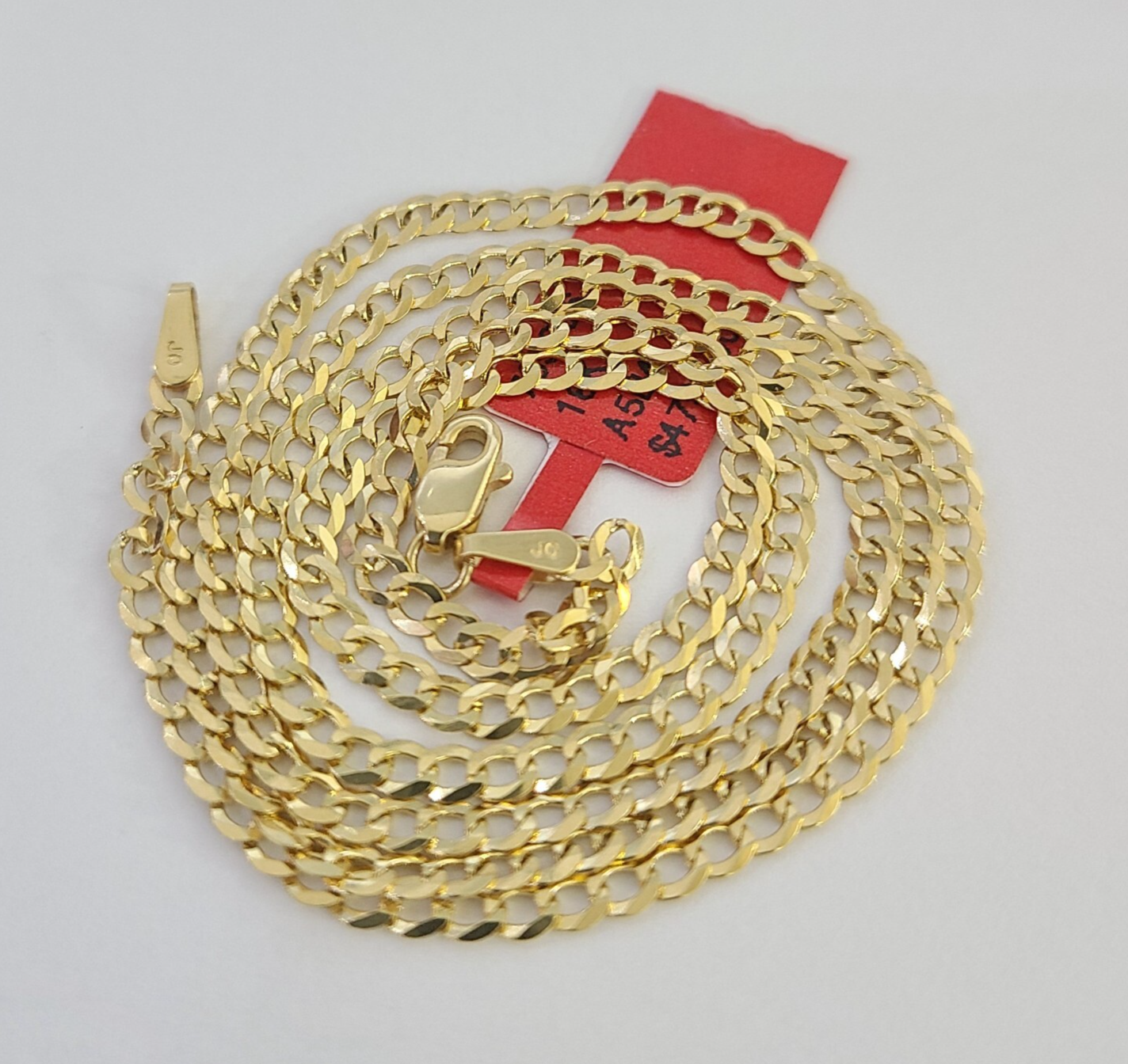 Real 18kt Cuban Curb Chain Necklace 2.5 mm 20 Inch Yellow Gold Men Women SOLID
