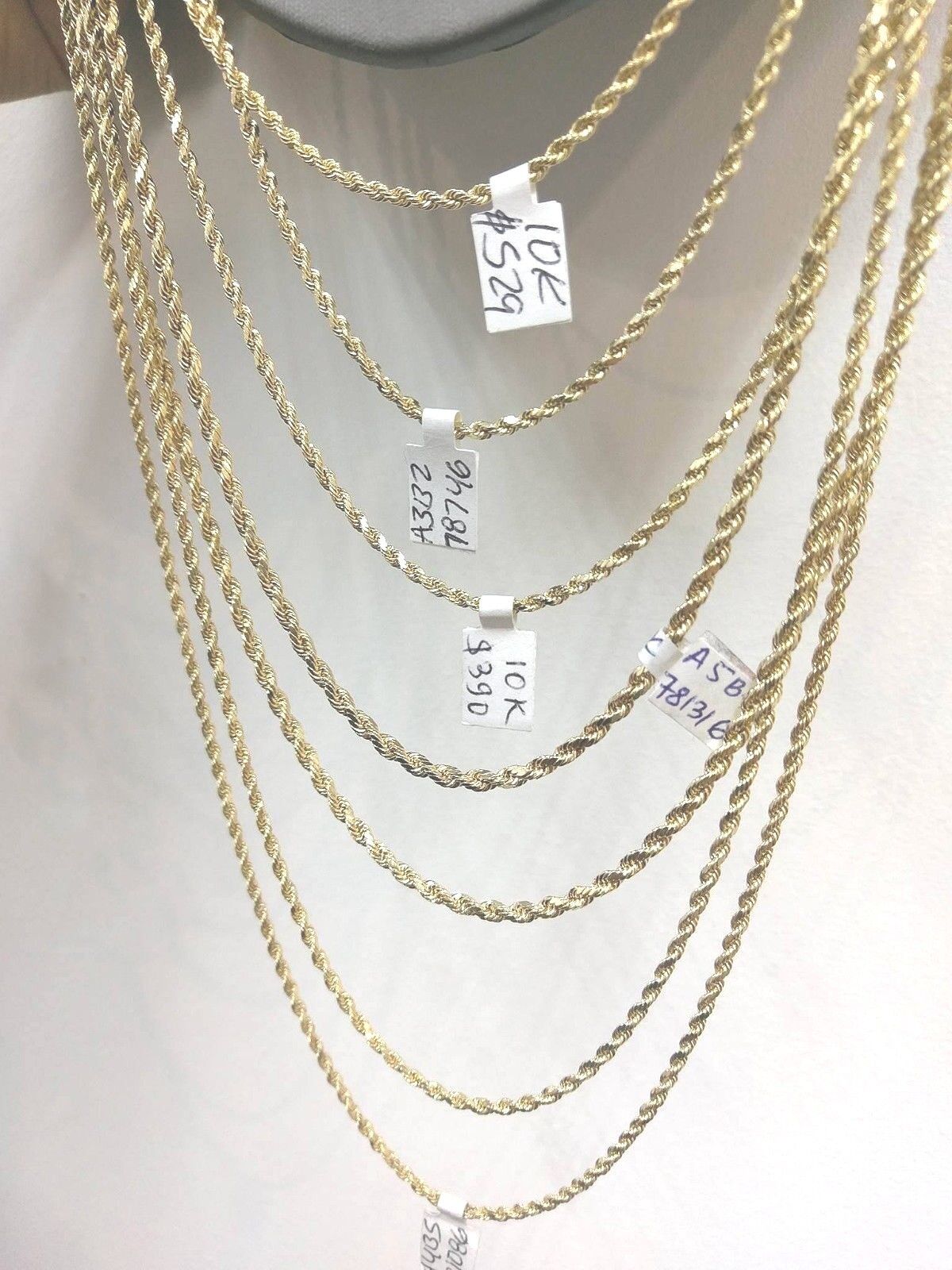 REAL 10k Gold Kids Rope Chain 16 18 20 Inch Necklace 2.5MM